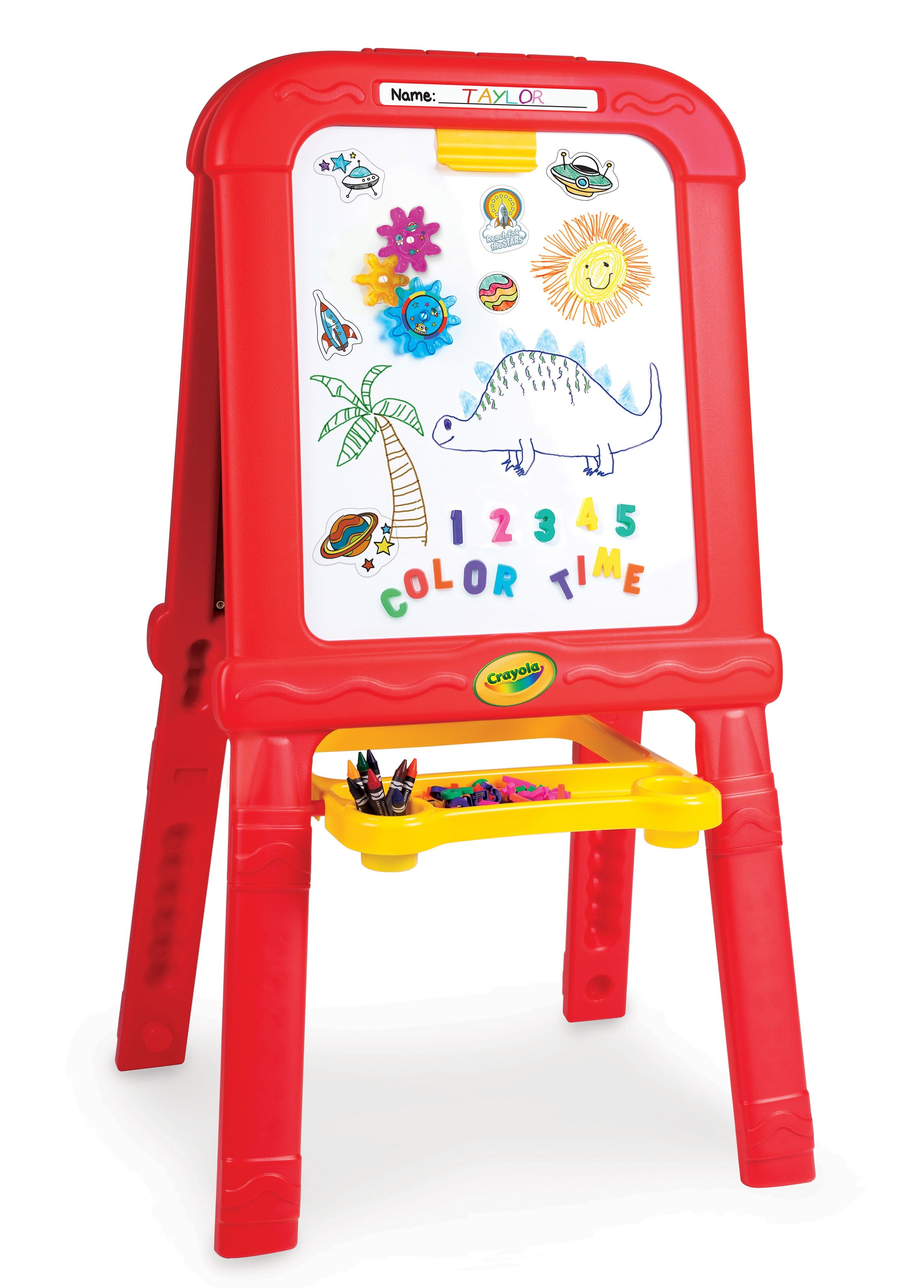 Red and Yellow Magnetic Double-Sided Kids Easel with Art Set