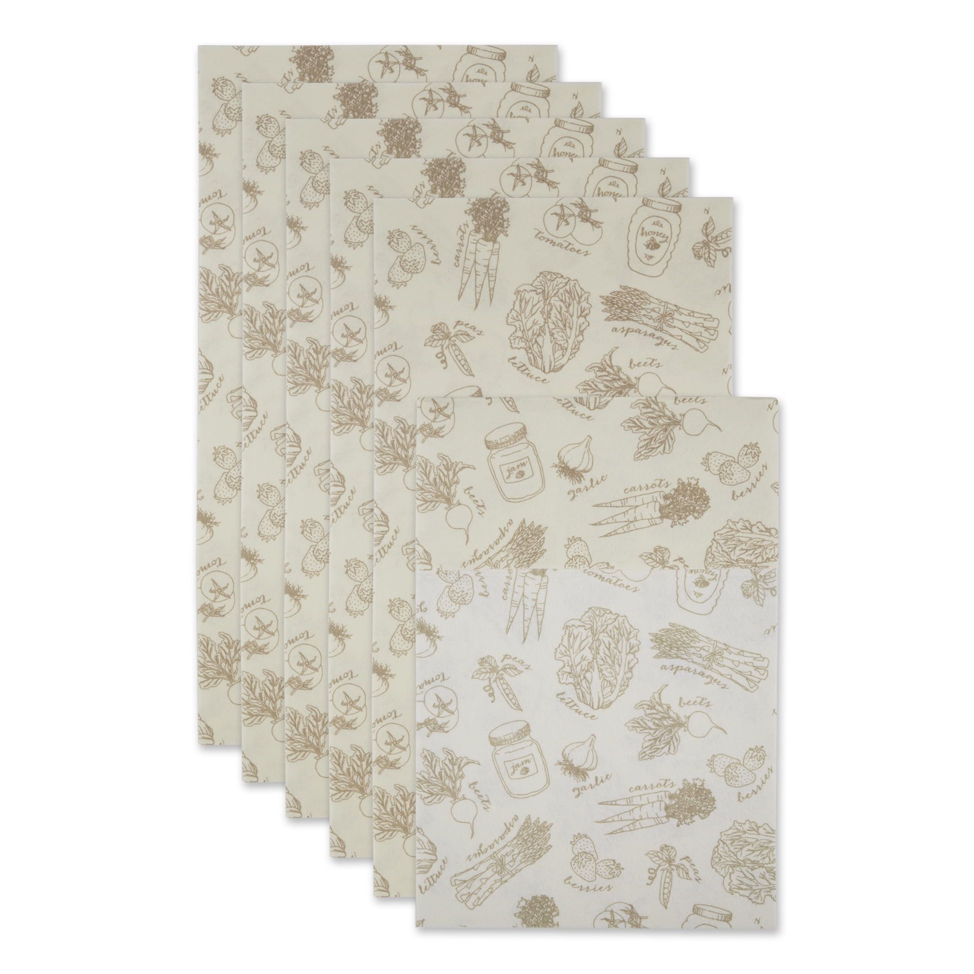 Cream Market Print Non-Adhesive Fridge Liners, 12x24, Set of 6