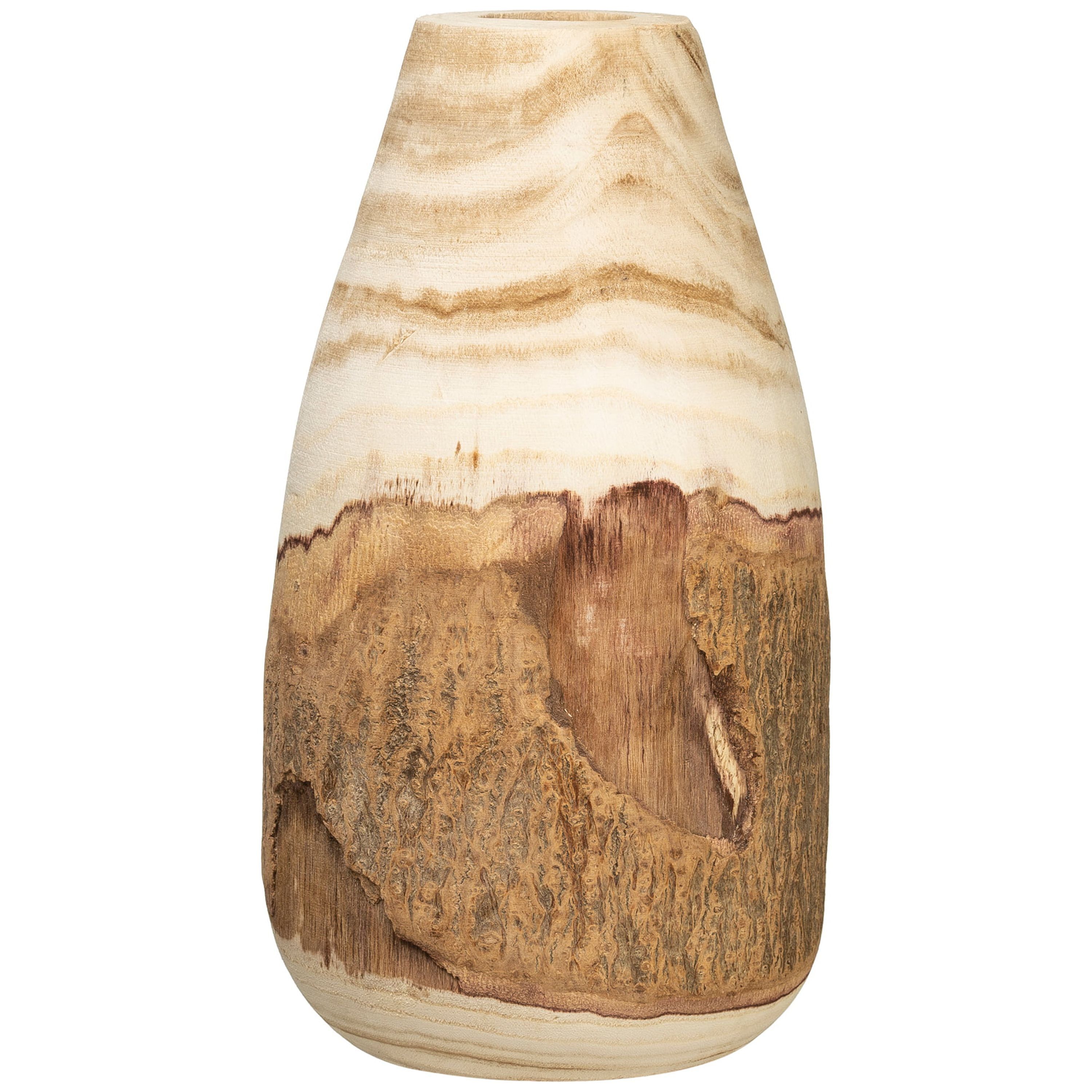 Natural Paulownia Wood Decorative Vase with Live Edge