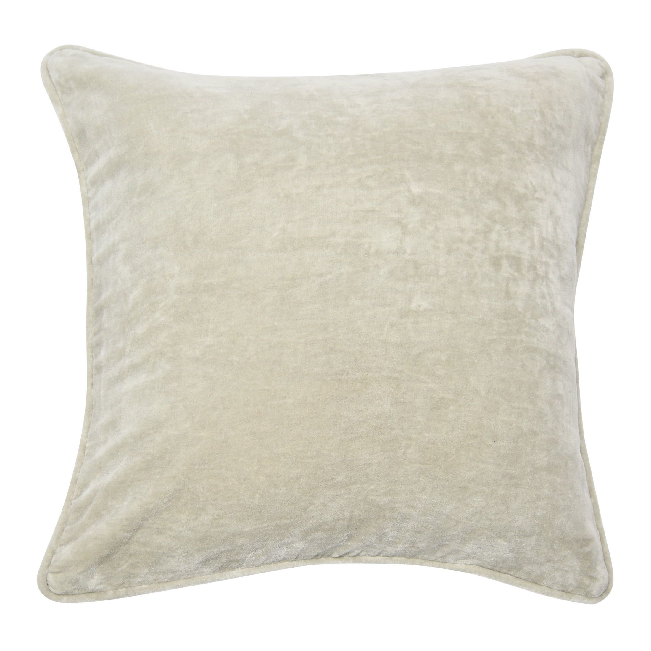 Light Grey Cotton Velvet 20" Square Pillow Cover