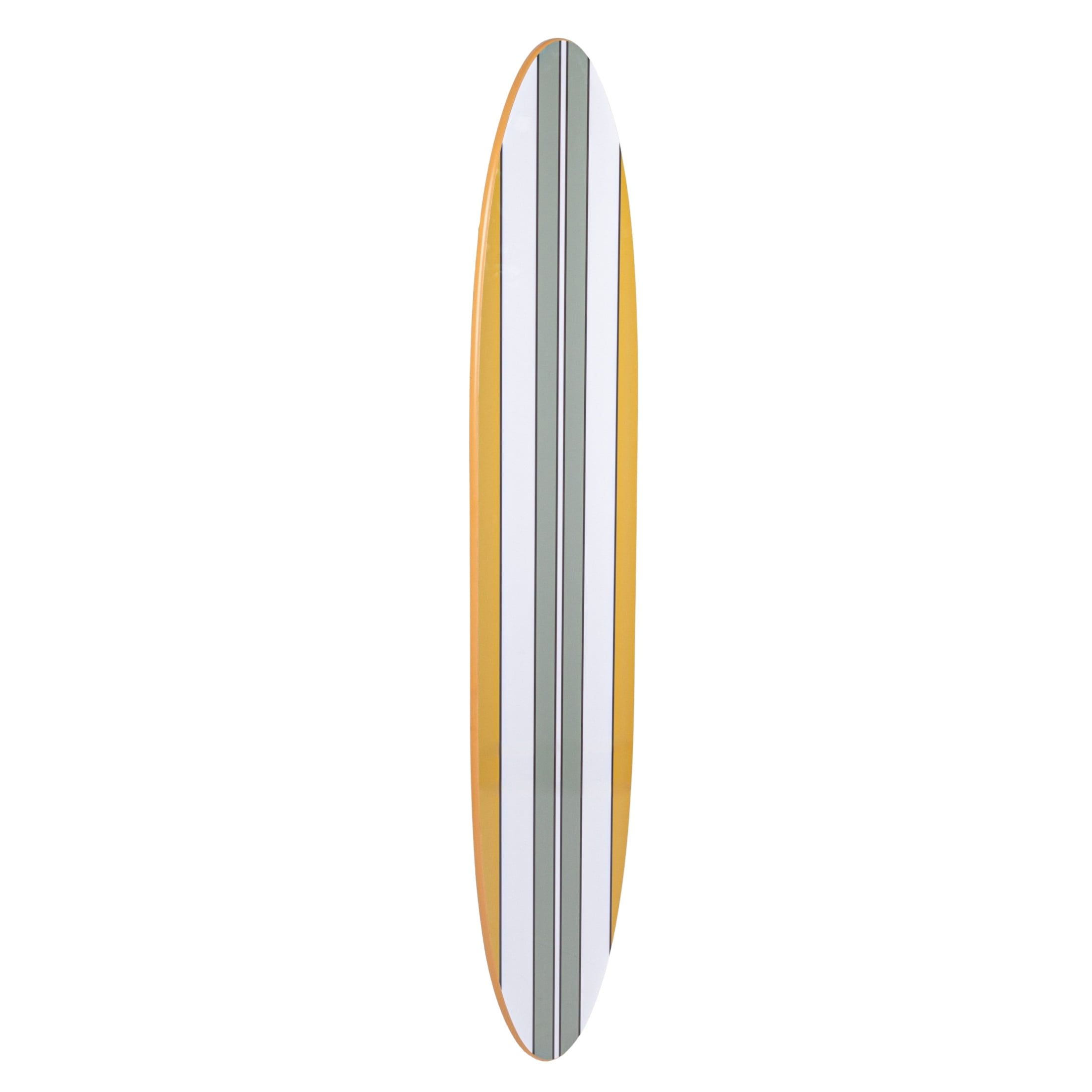 Multicolor Striped Wood Surfboard Wall Art, 65.6 Inches