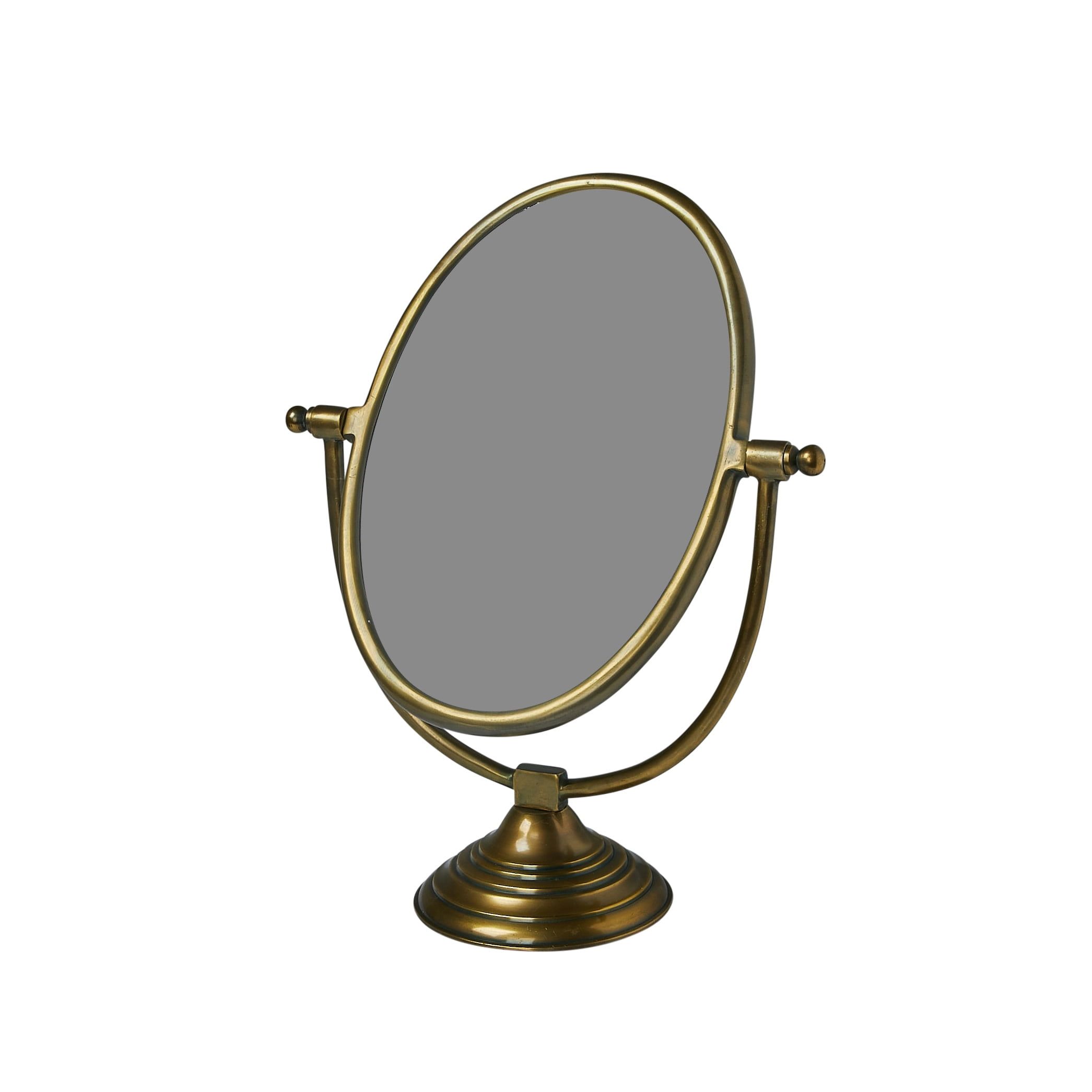 Antique Brass Oval Swivel Vanity Mirror with Aluminum Frame