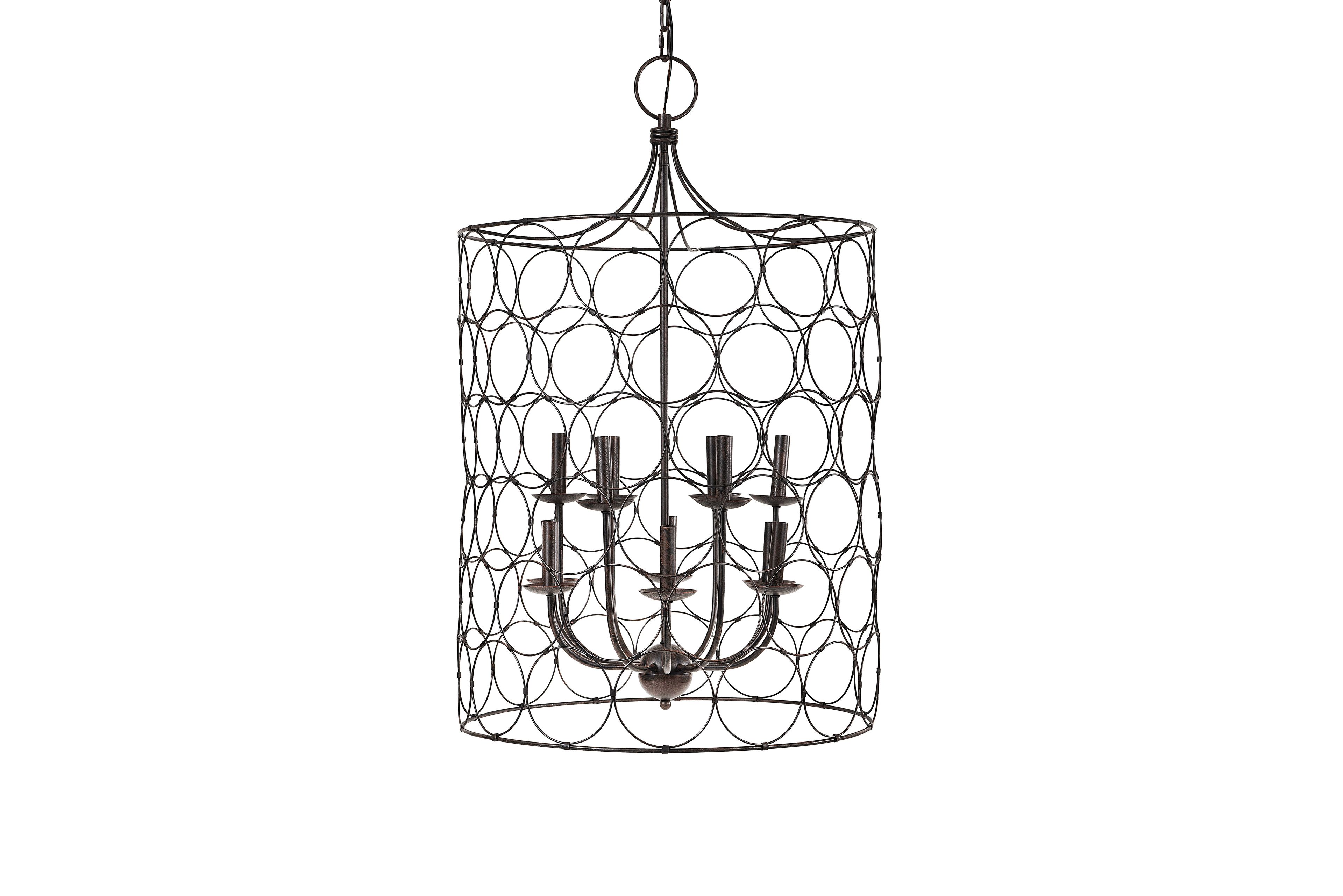 Bronze Geometric 23" Metal Candle Chandelier with Crystal Embellishments