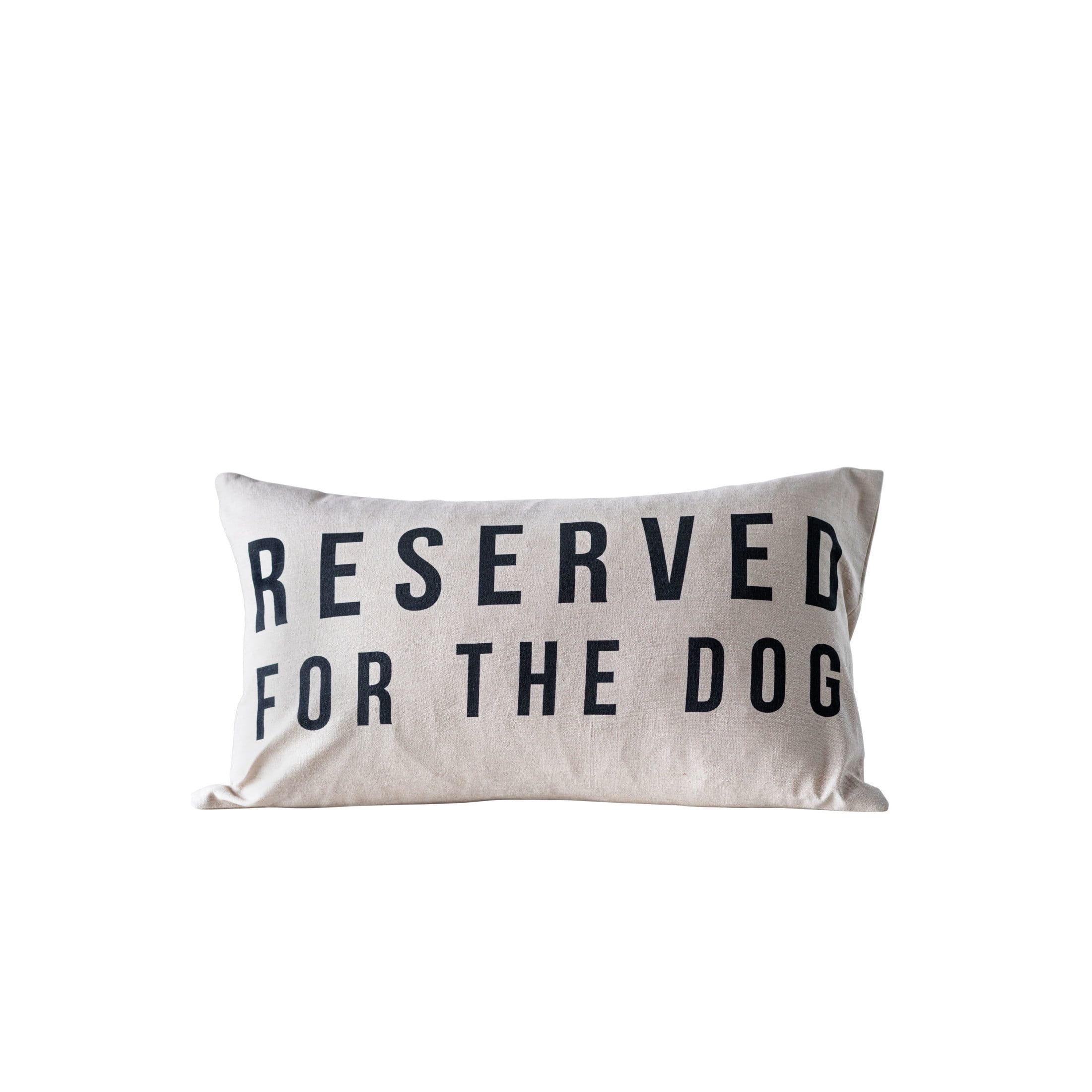 Natural and Black Cotton Lumbar Pillow with Dog Design