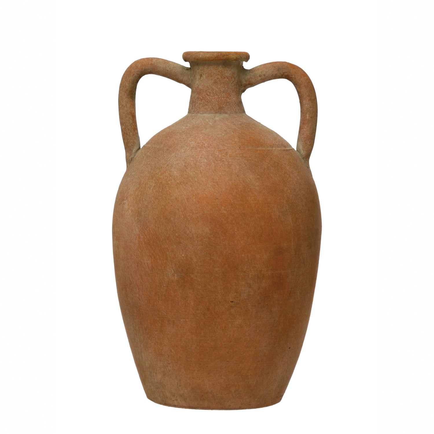 Natural Terra-Cotta Round Urn with Handles