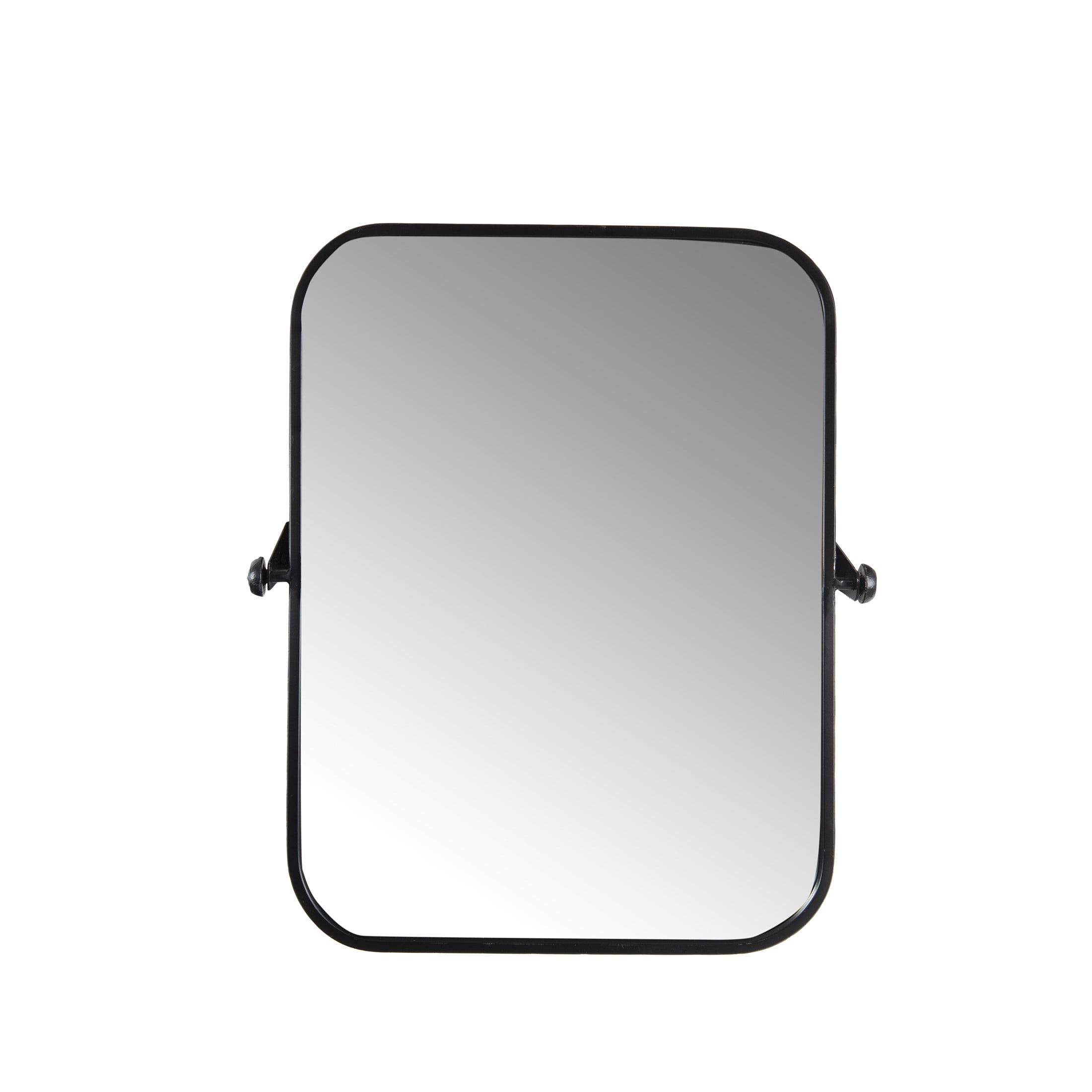 Black Metal Framed Pivoting Rectangular Wall Mirror