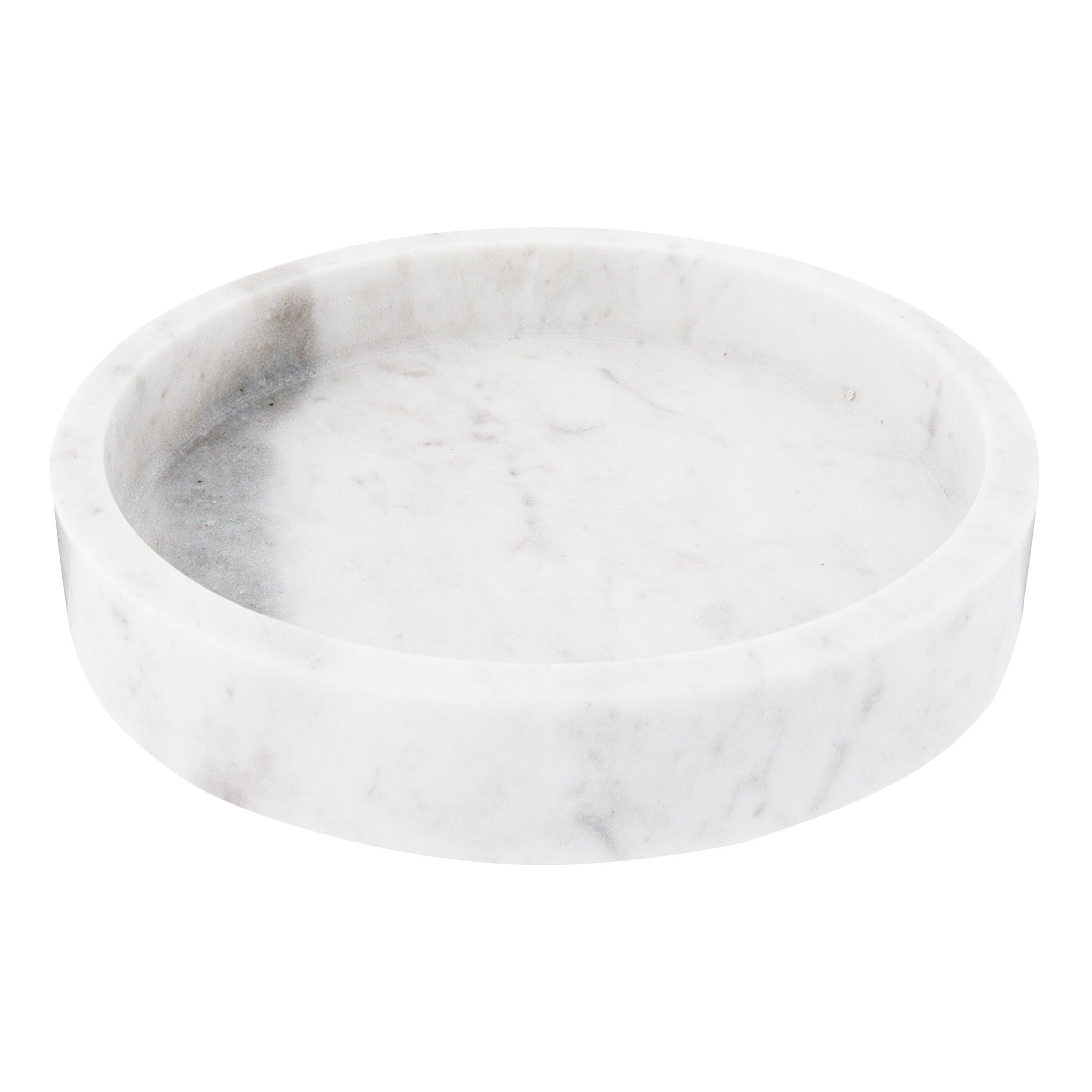 Elegant Minimalist White Marble Round Tray, 8"