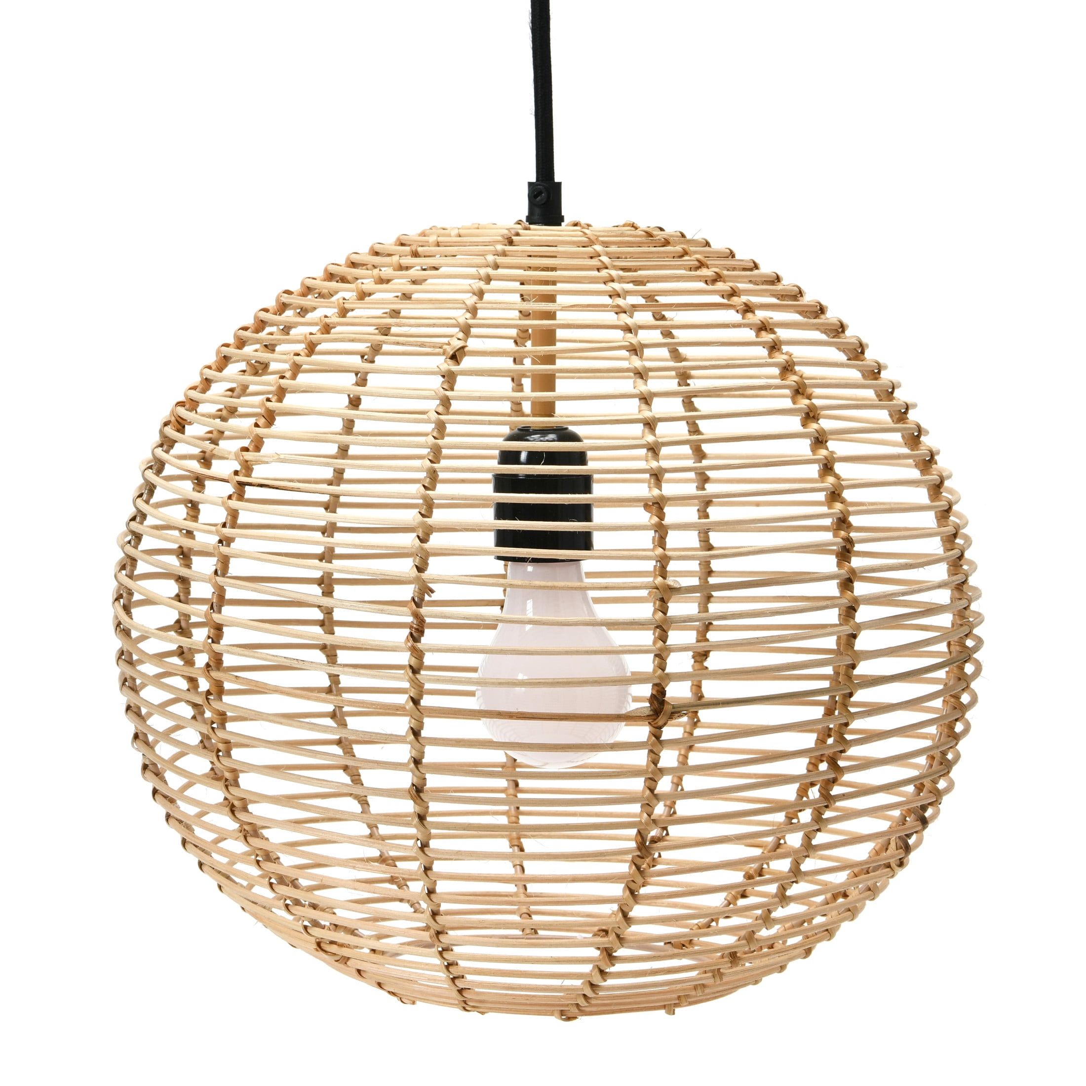 Natural Handwoven Rattan Globe Pendant Light, 13.25"