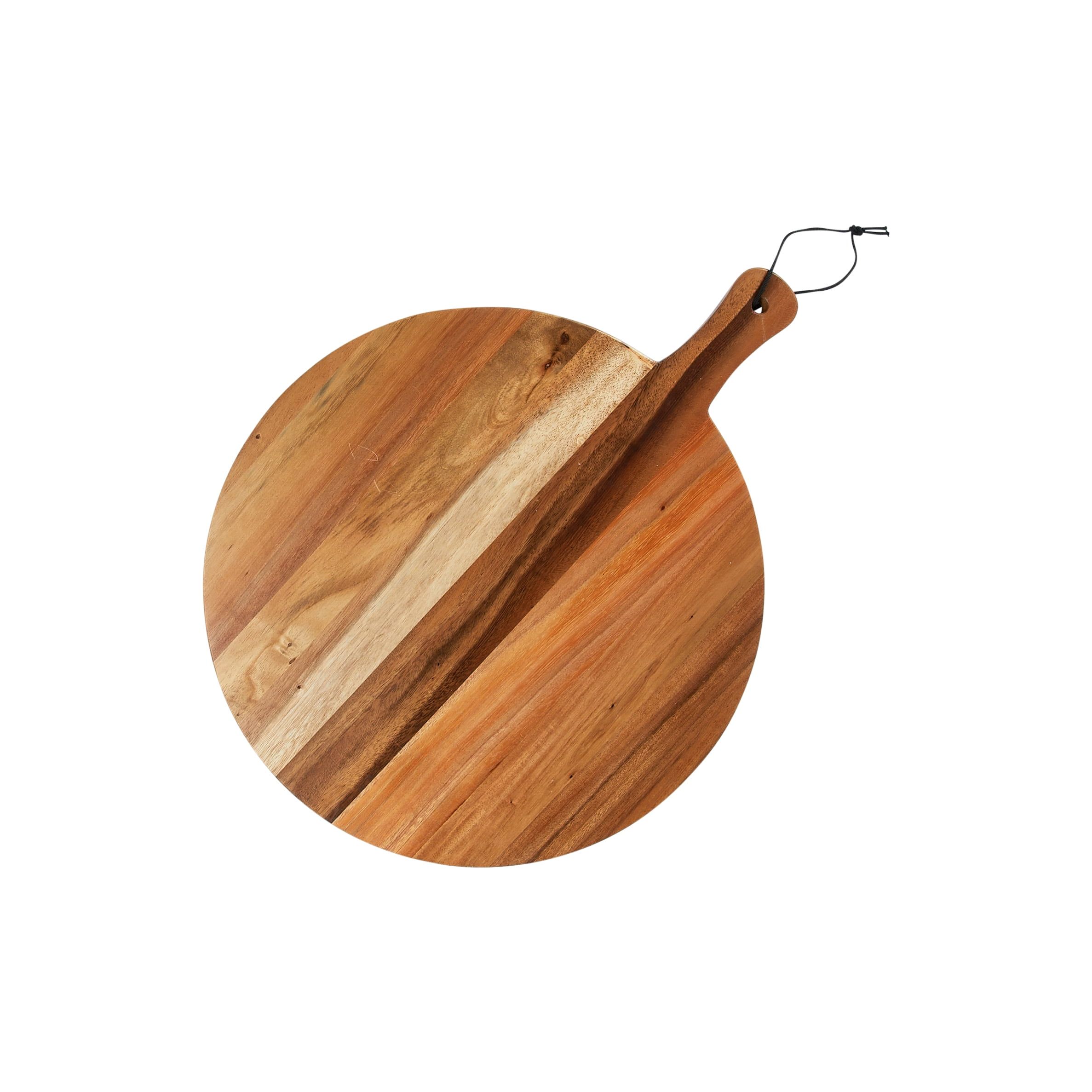 Large Round Natural Suar Wood Cutting Board with Handle