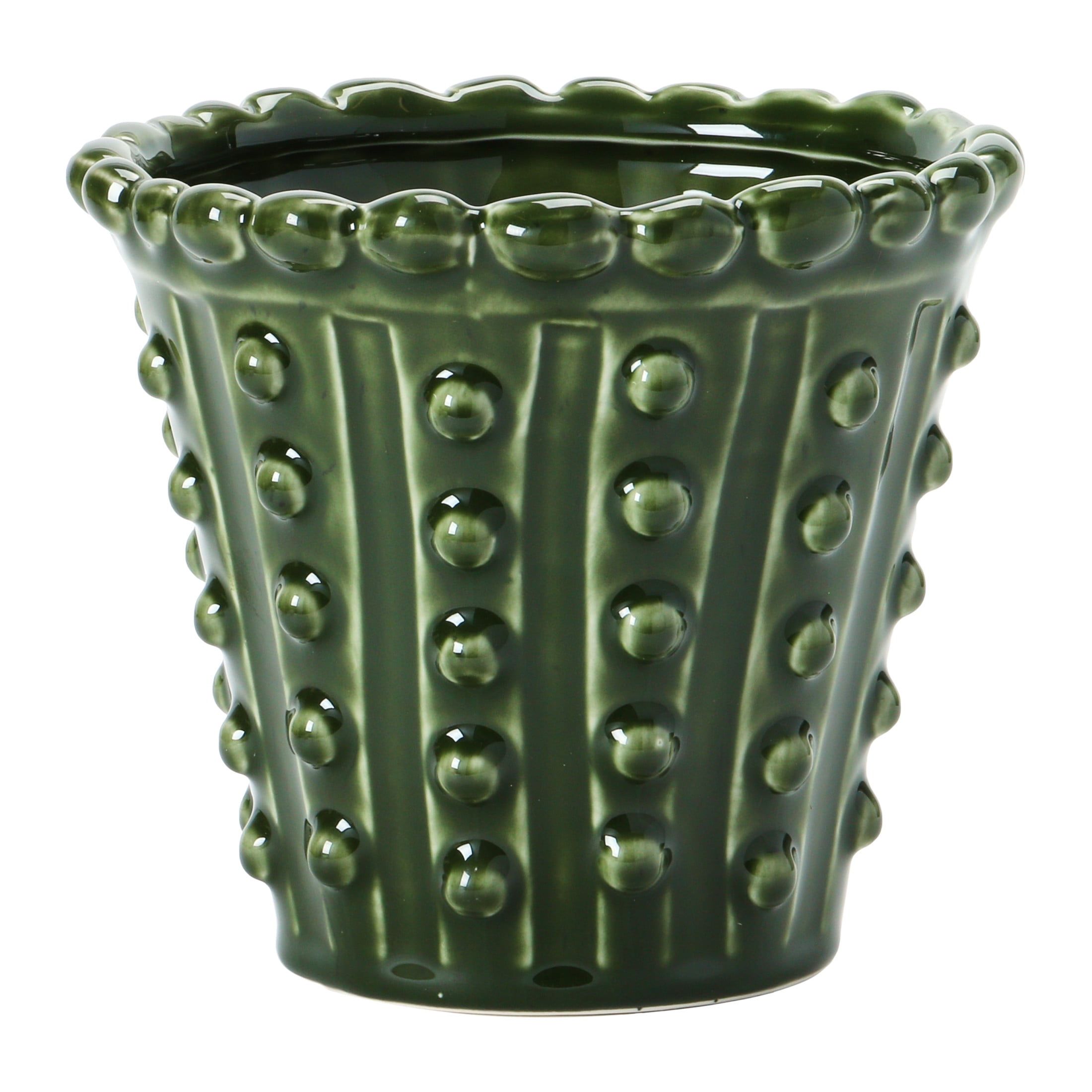 Green Stoneware Hobnail 5.88" Indoor/Outdoor Planter