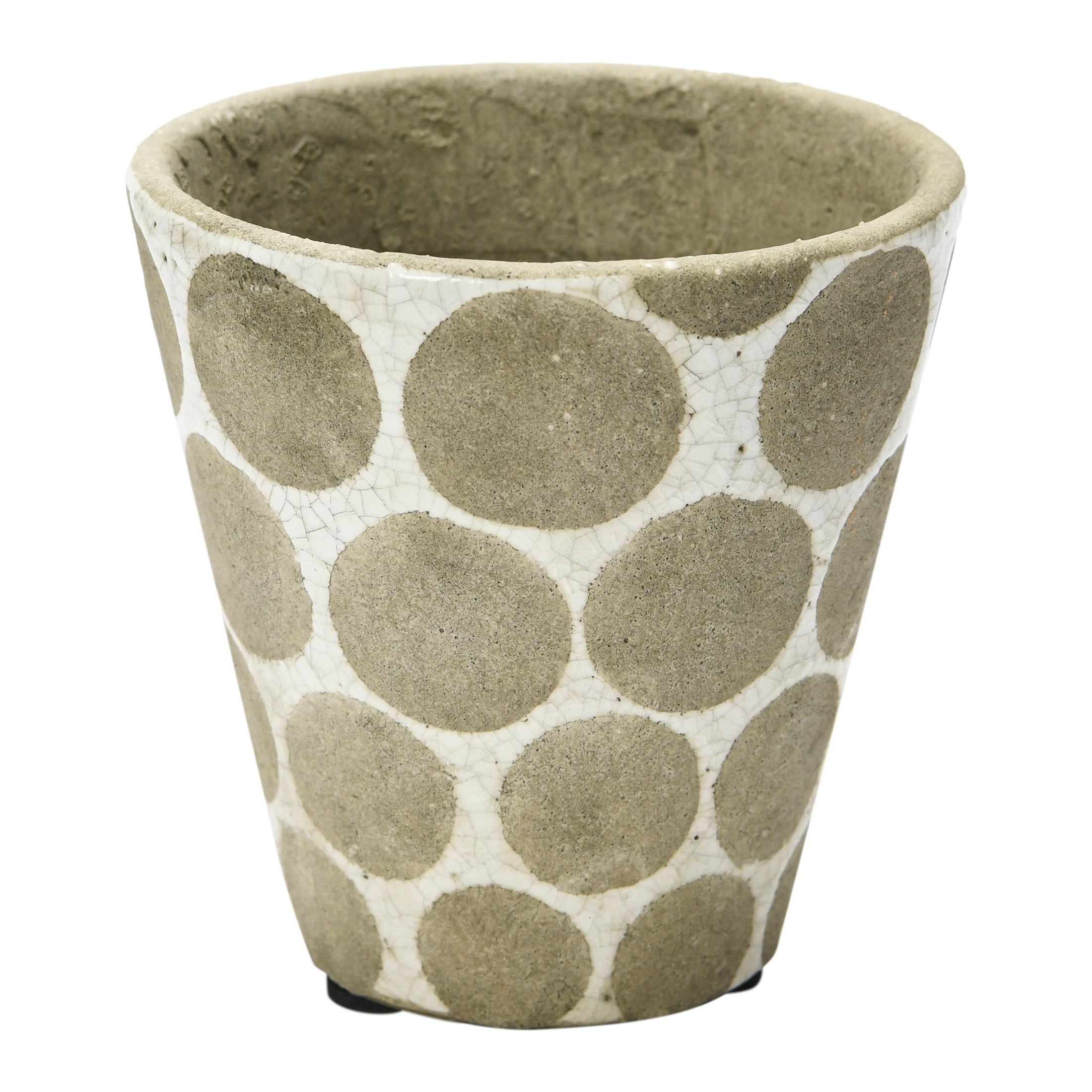 Mini Greige and Cream Geometric Terra-Cotta Planter