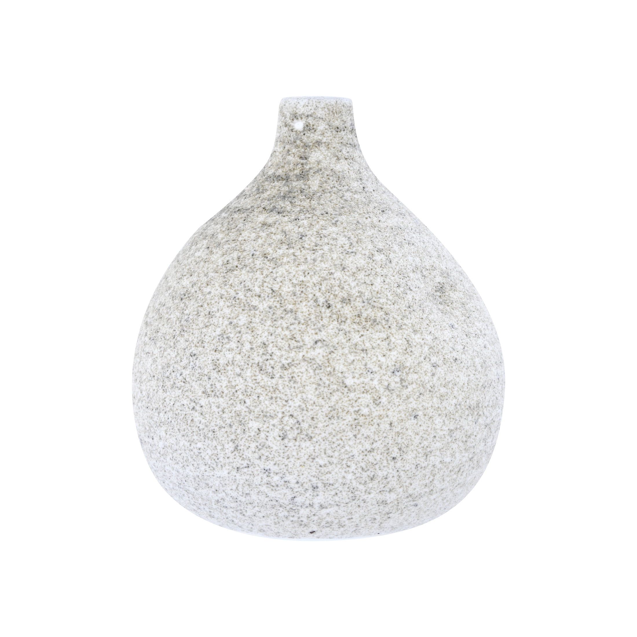 Small Distressed Cream Ceramic Vase with Narrow Top