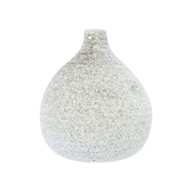 Small Distressed Cream Ceramic Vase with Narrow Top