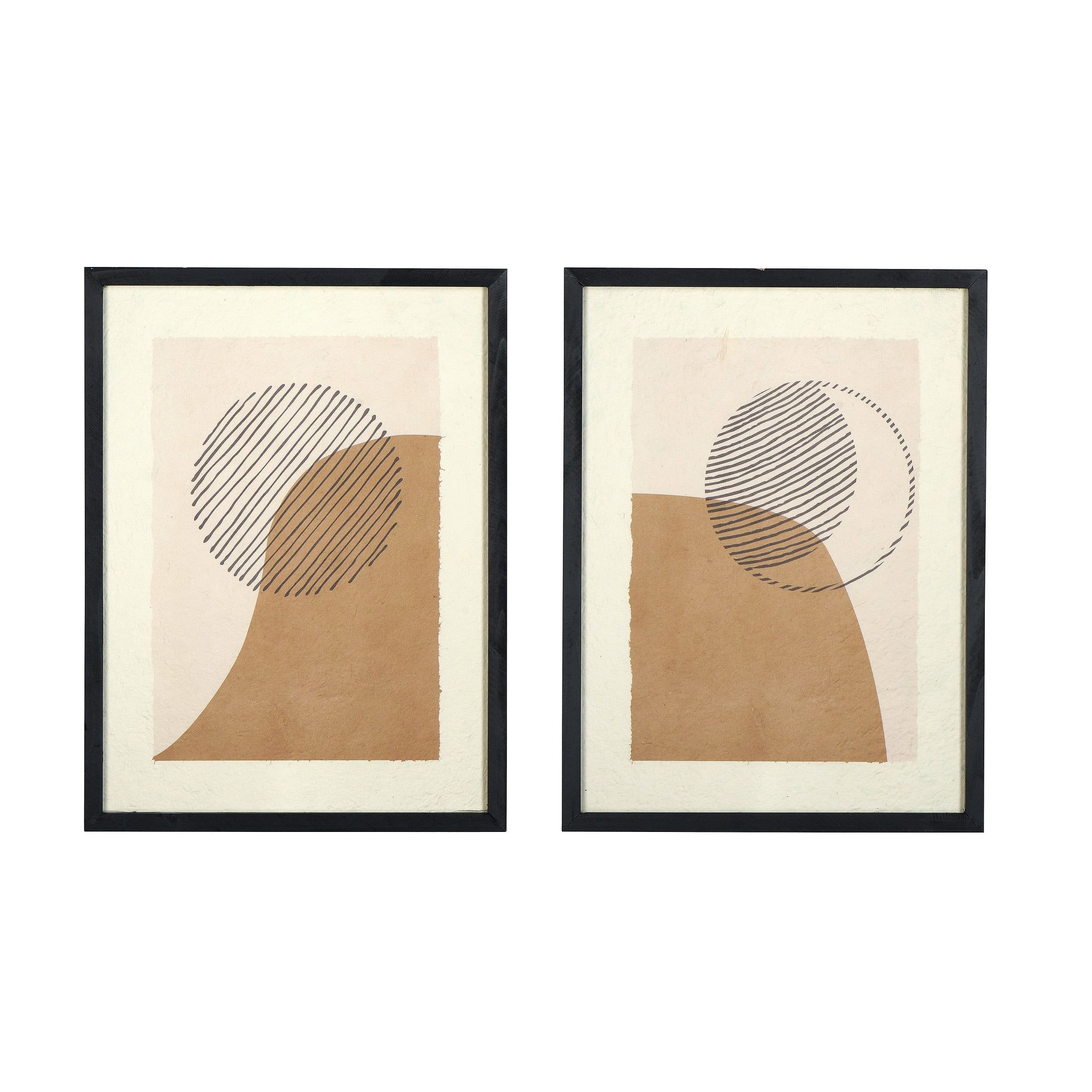 Handmade Abstract Sun and Moon Framed Wall Art Set