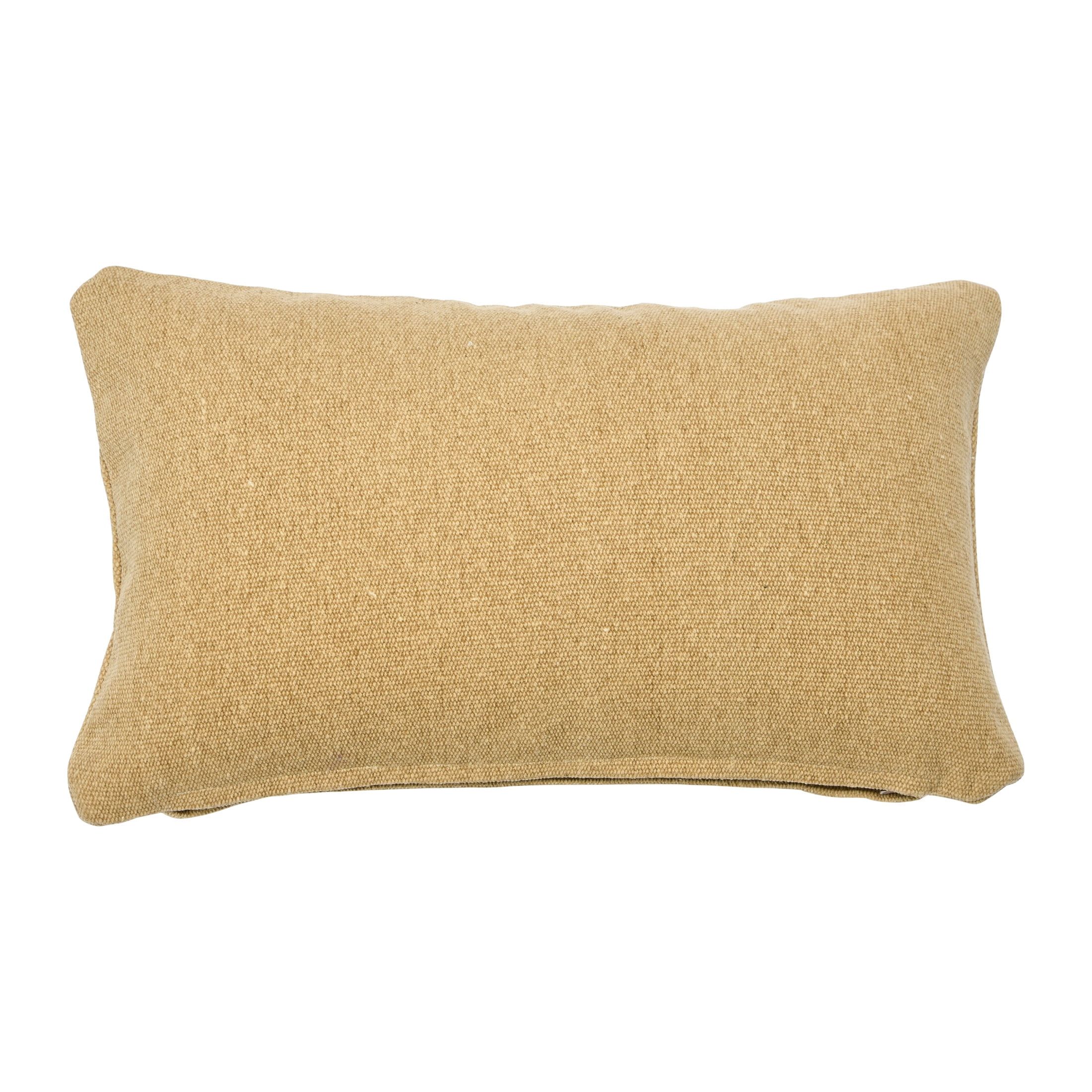 Beige Cotton Canvas Lumbar Pillow Cover 12" x 20"