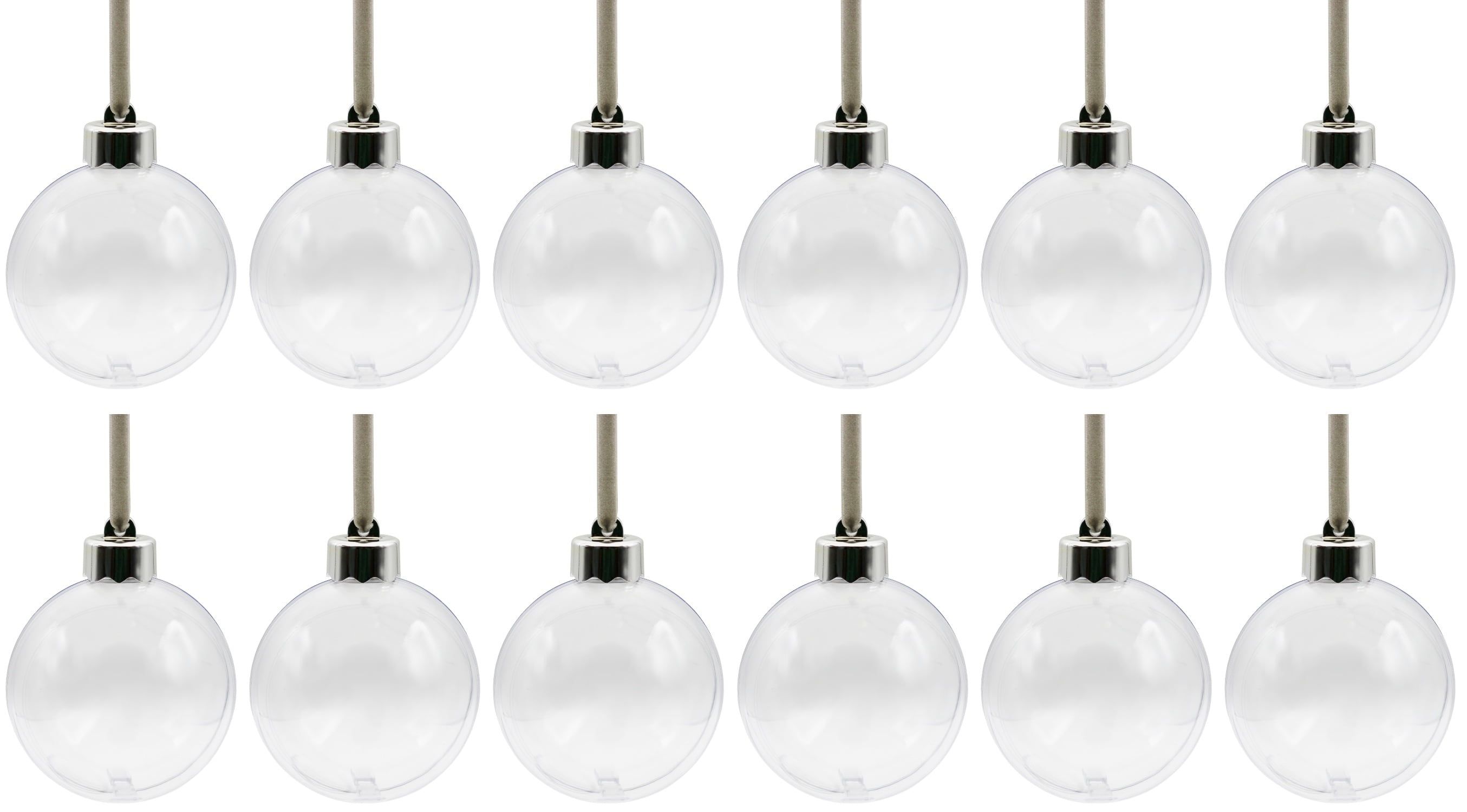 Clear Acrylic Customizable Photo Ornament Balls, 80mm, Set of 12