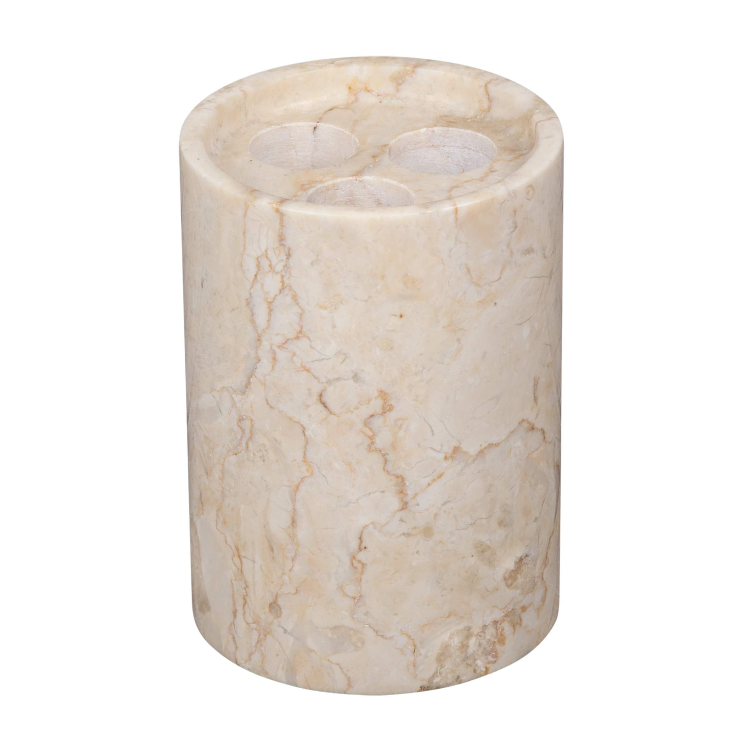 Elegant Champagne Marble Toothbrush Holder with Polished Finish