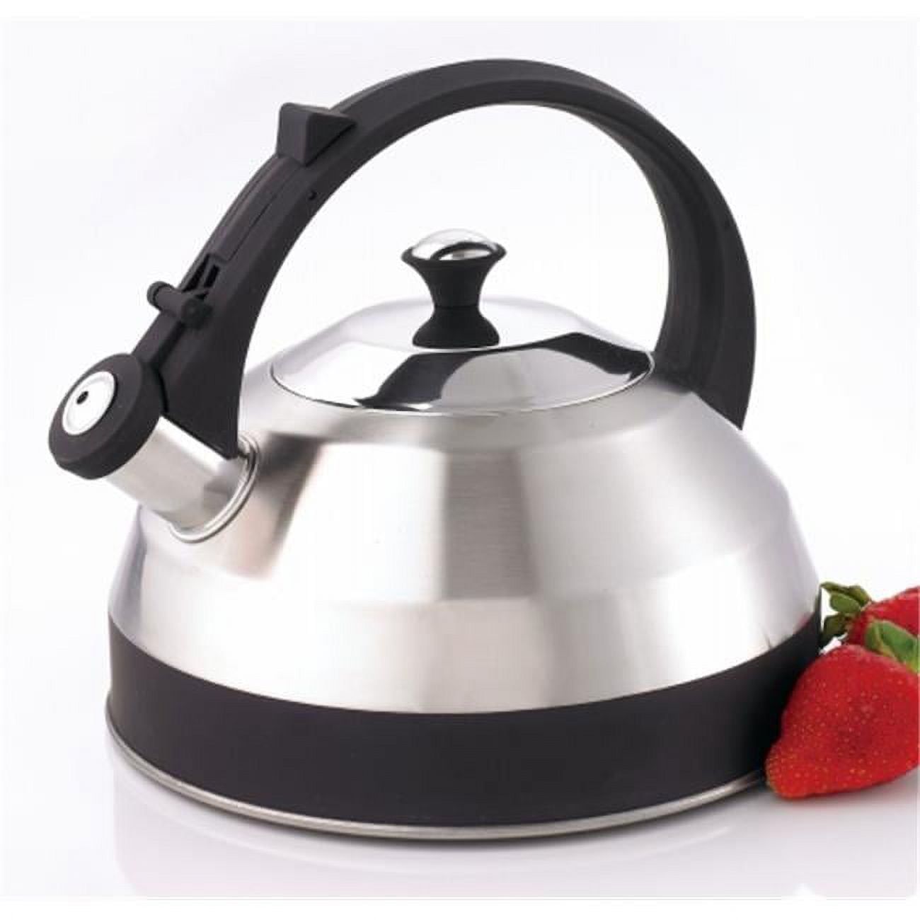 Stainless Steel Whistling Teakettle with Black Handle, 2.8 Quart