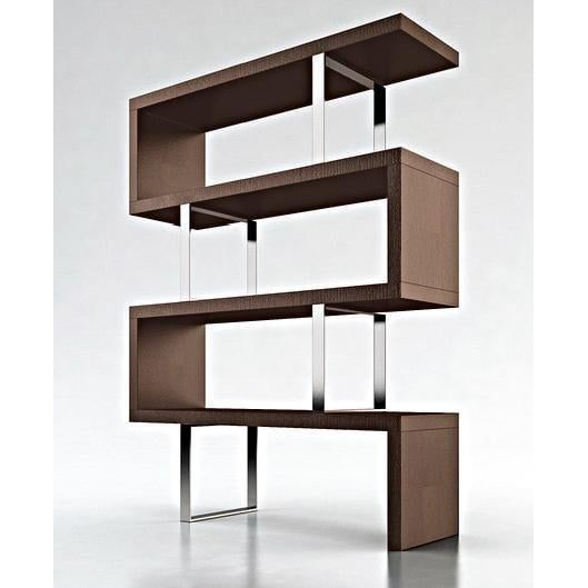Walnut MDF Contemporary Display Shelf with Cubes