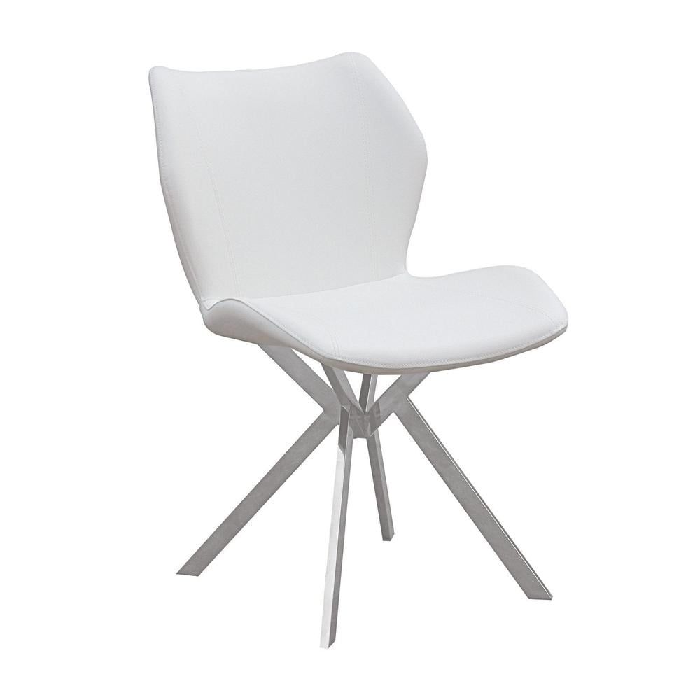 Elegant White Upholstered Dining Chair with Stainless Steel Legs, Set of 4