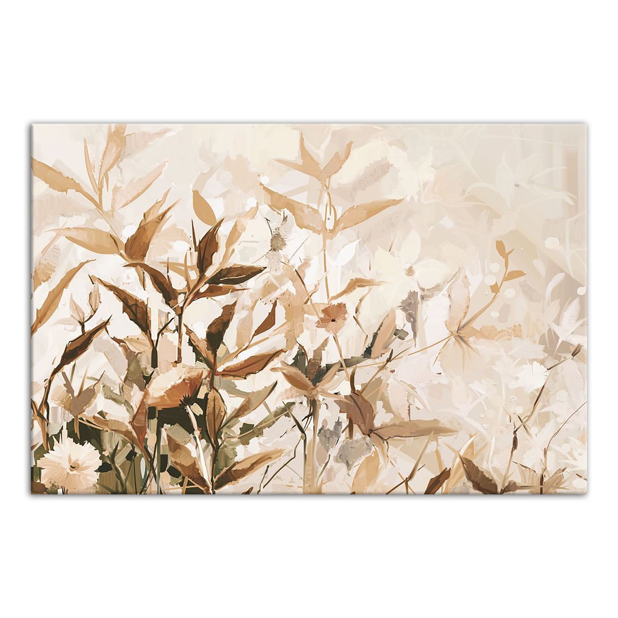 Creamy Beige and Brown Abstract Canvas Wall Art