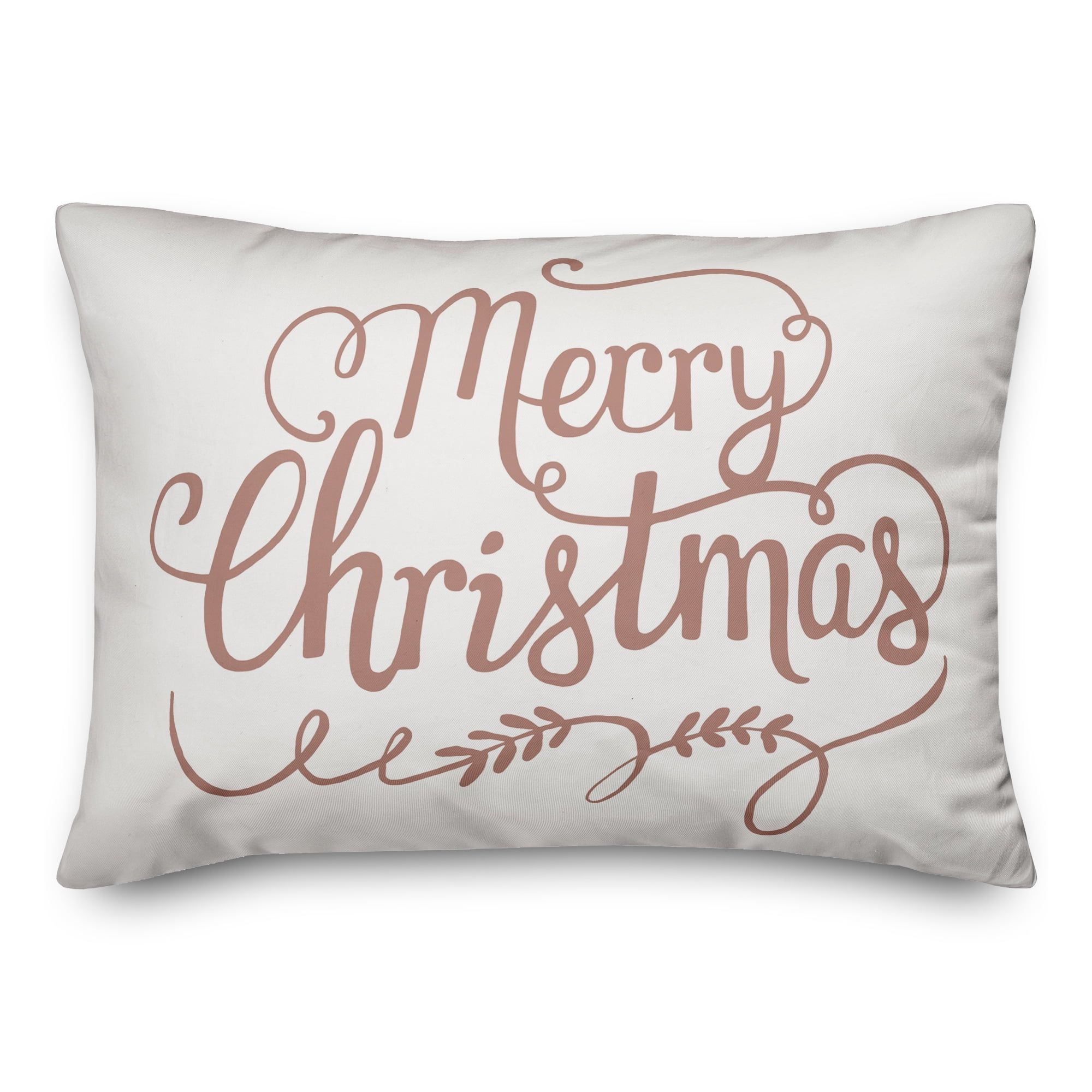 Merry Christmas Pink Script Polyester Throw Pillow