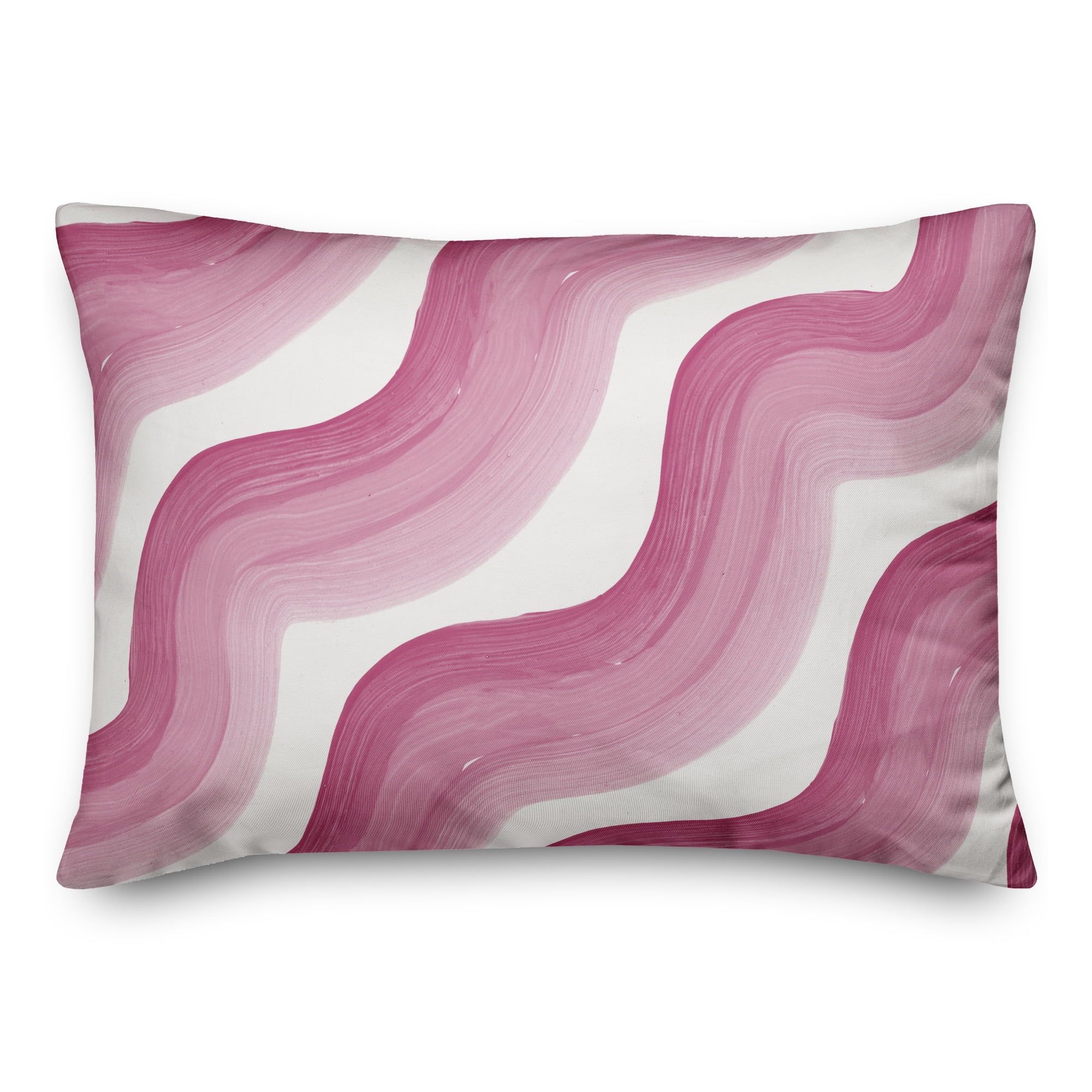 Pink and White Striped Reversible Indoor/Outdoor Throw Pillow 14" x 20"
