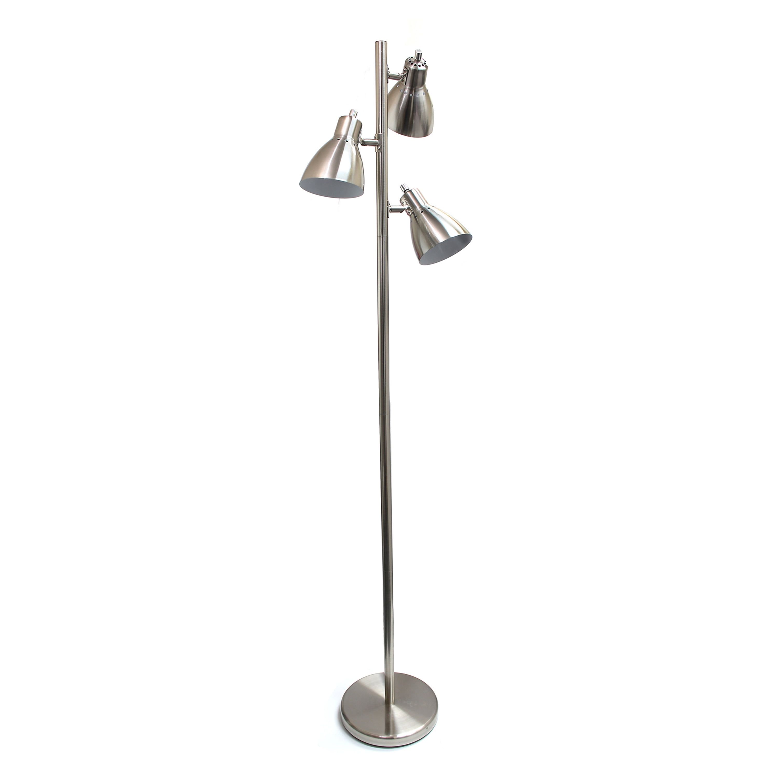 Adjustable Black Metal 3-Light Tree Floor Lamp, 64" Tall