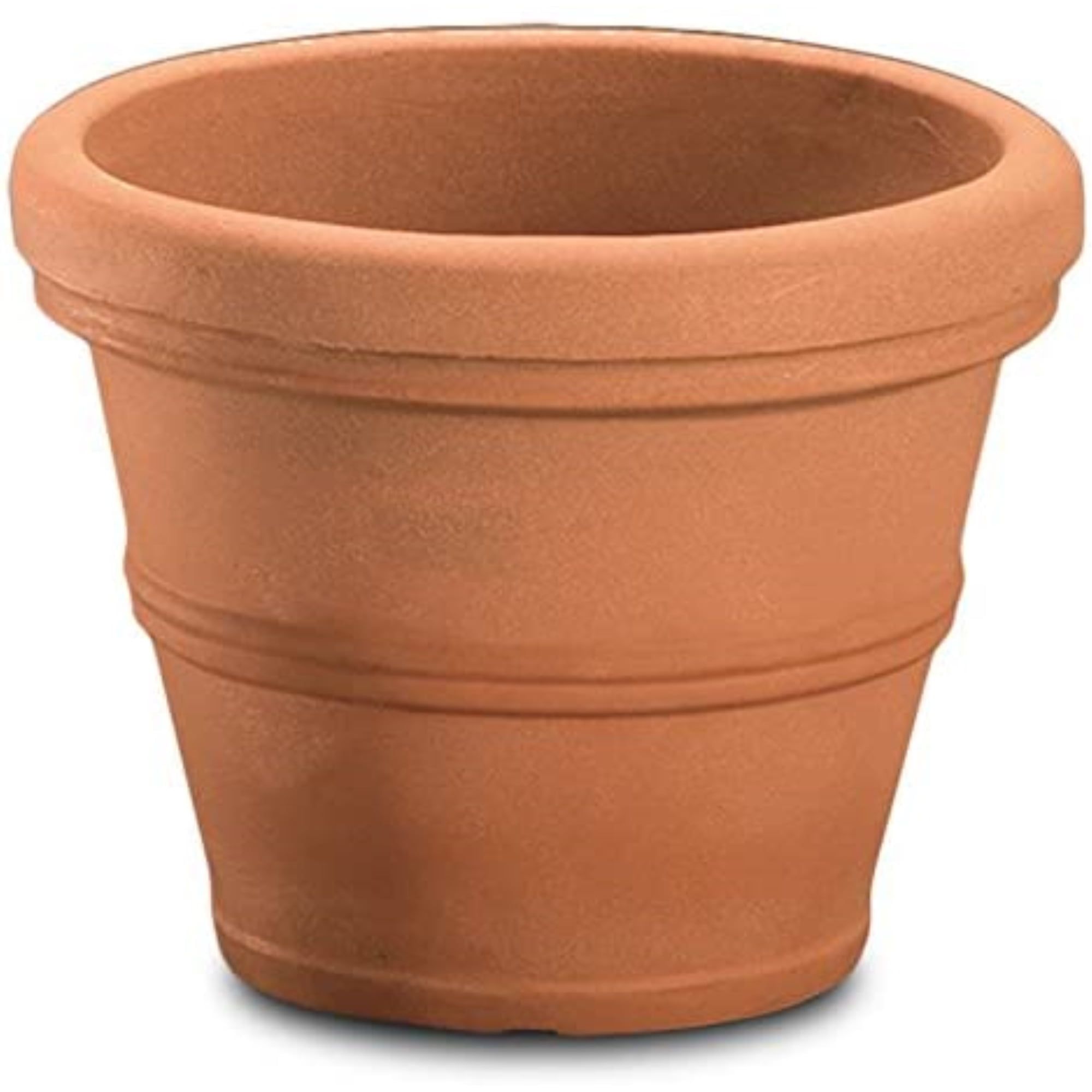 Weathered Terracotta 16" Round Resin Planter with Rolled Rim