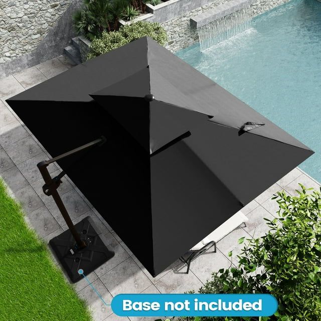 Black Rectangular Cantilever Patio Umbrella with Metal Frame