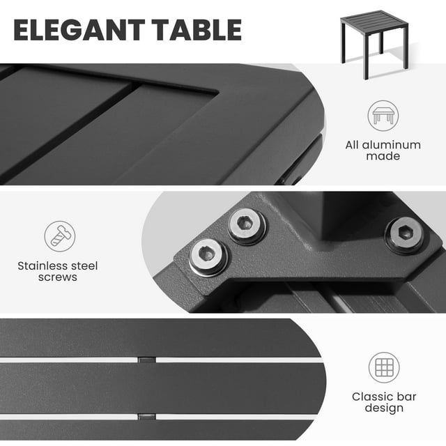 Earth Fabric & Dark Grey Aluminum Outdoor Chaise Lounge Set with Table