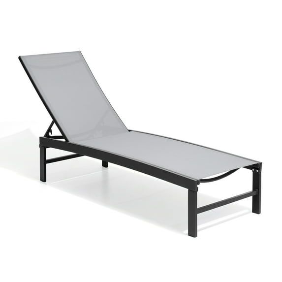 Light Gray Aluminum Adjustable Outdoor Chaise Lounge Chair