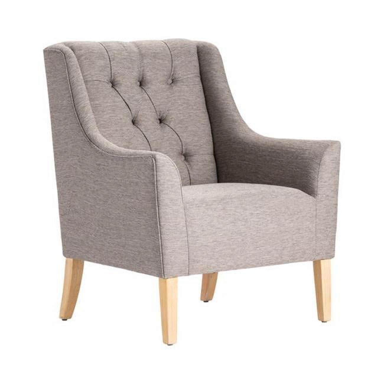 Andover 31.5'' Light Brown Button Tufted Accent Chair with Birch Wood Legs