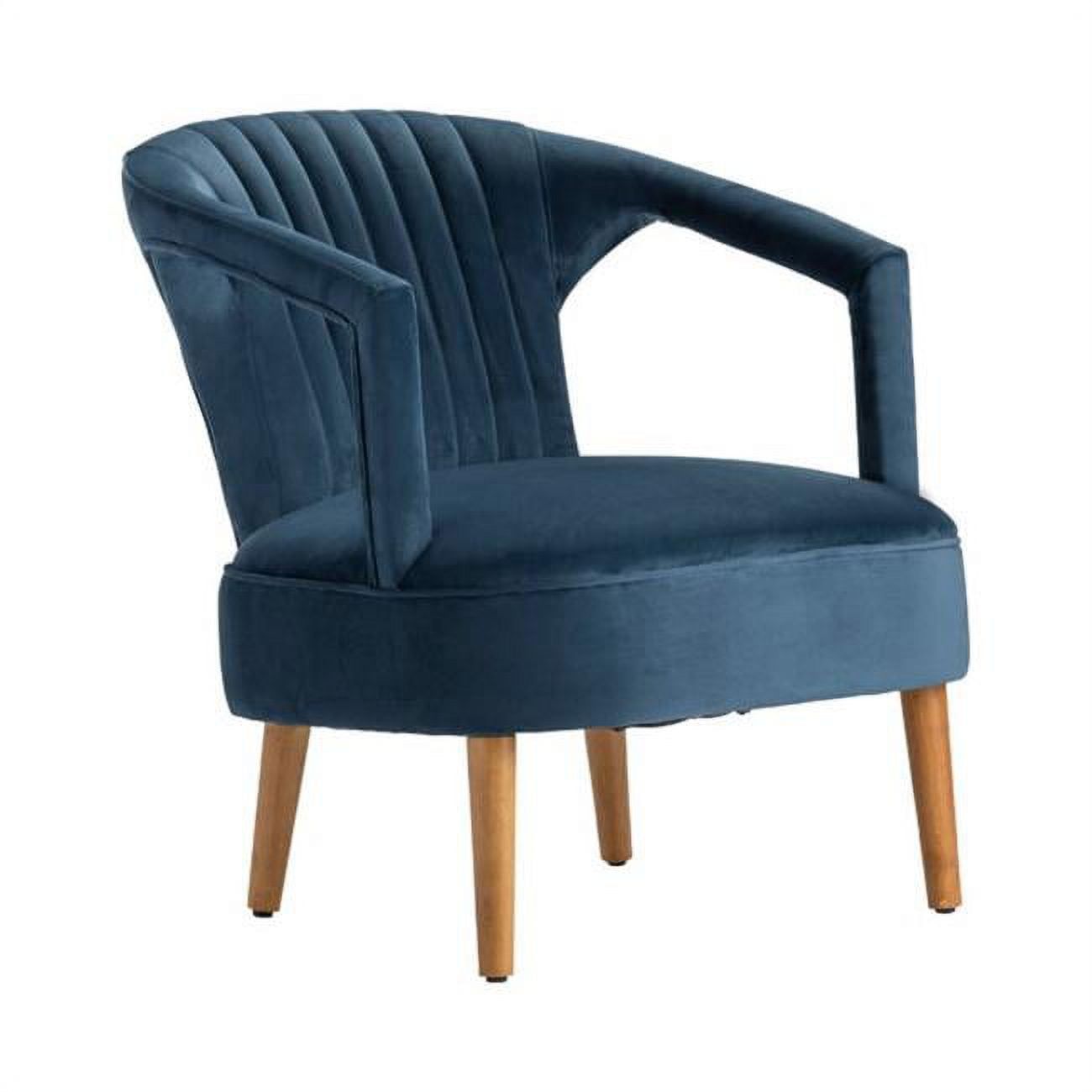 Teal Blue Velvet Accent Chair with Wood Legs