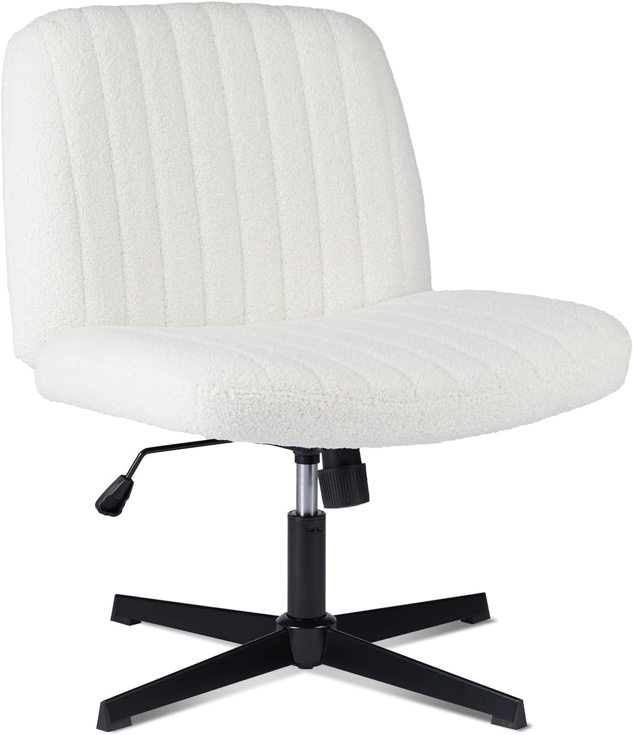 Beige Armless Swivel Office Chair with U-Shaped Back