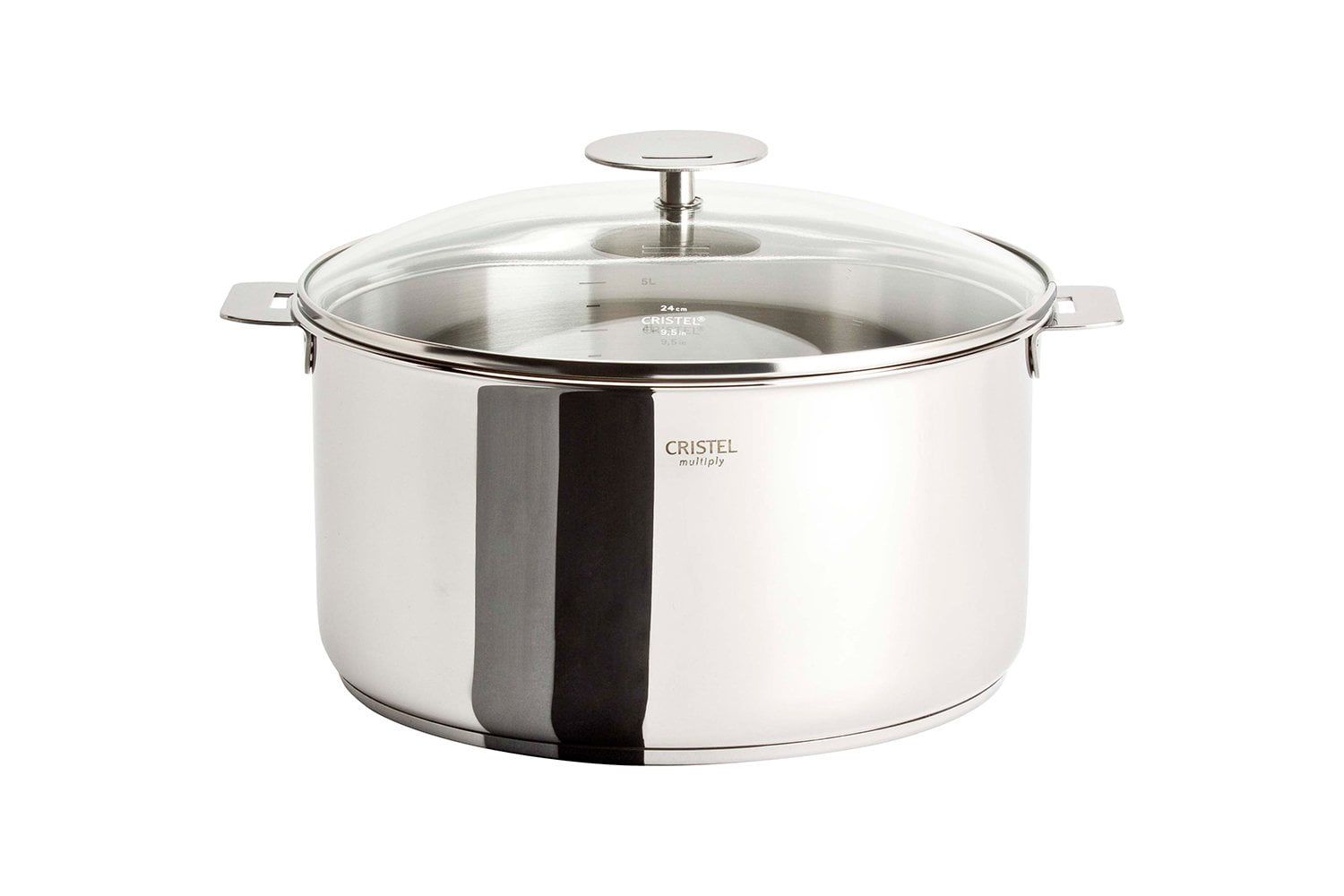 Cristel Stainless Steel Saucepan with Glass Lid and Removable Handle, 3.5 Quart