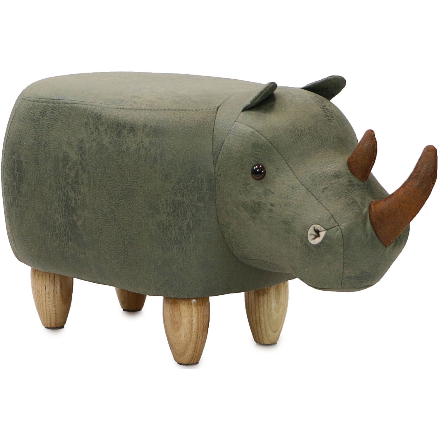 Critter Sitters 14-Inch Green Rhino Fabric Animal Ottoman