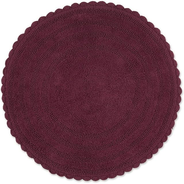 Wine Round Cotton Crochet Bath Mat, 27.5" Diameter
