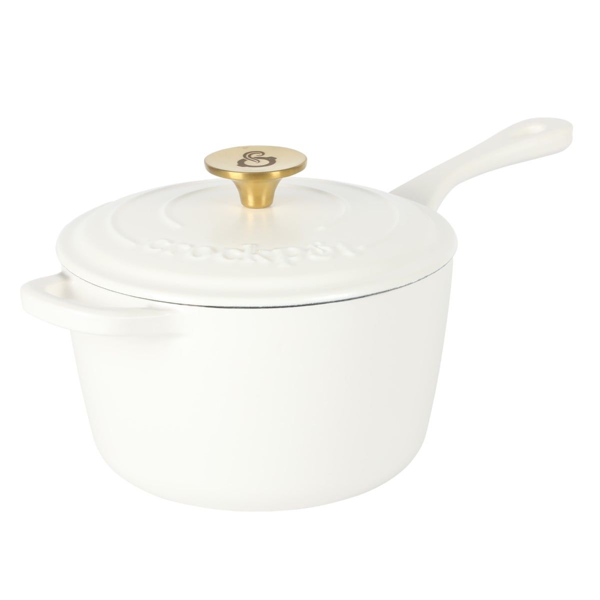 Matte White 3 Qt Enameled Cast Iron Sauce Pan with Lid