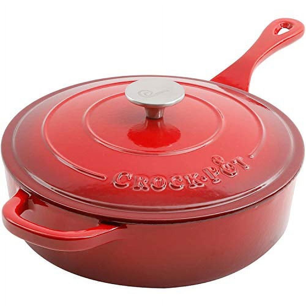 Scarlet Red 3.5 Qt Cast Iron Sauté Pan with Lid