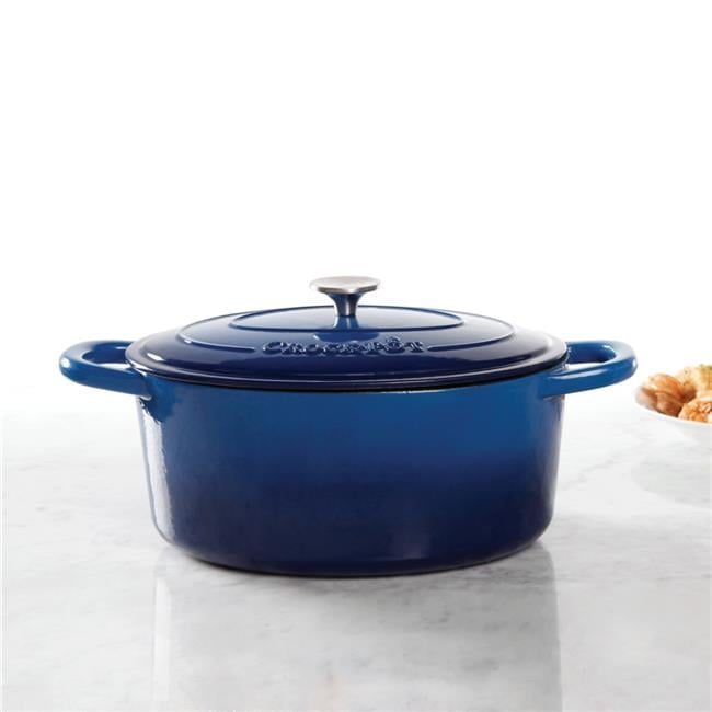 Sapphire Blue Enameled Cast Iron 7-Quart Oval Dutch Oven