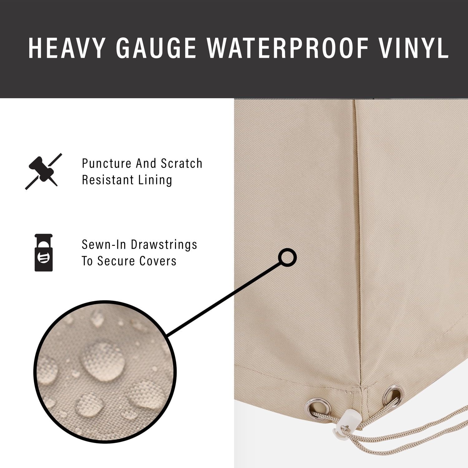 Tan Heavy Gauge Waterproof Vinyl Outdoor Furniture Cover Set