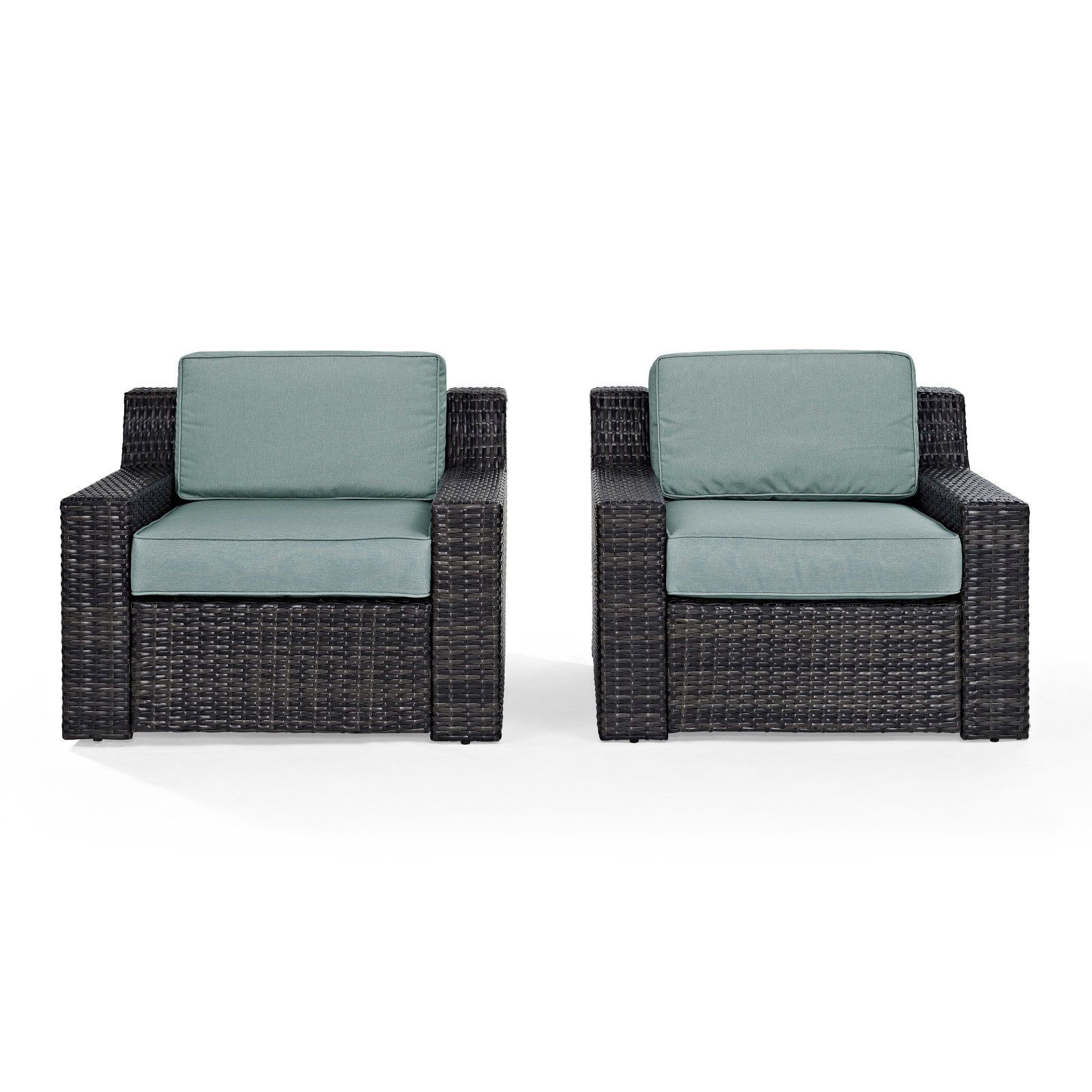 Beaufort Mist and Brown 2-Piece Outdoor Wicker Chair Set