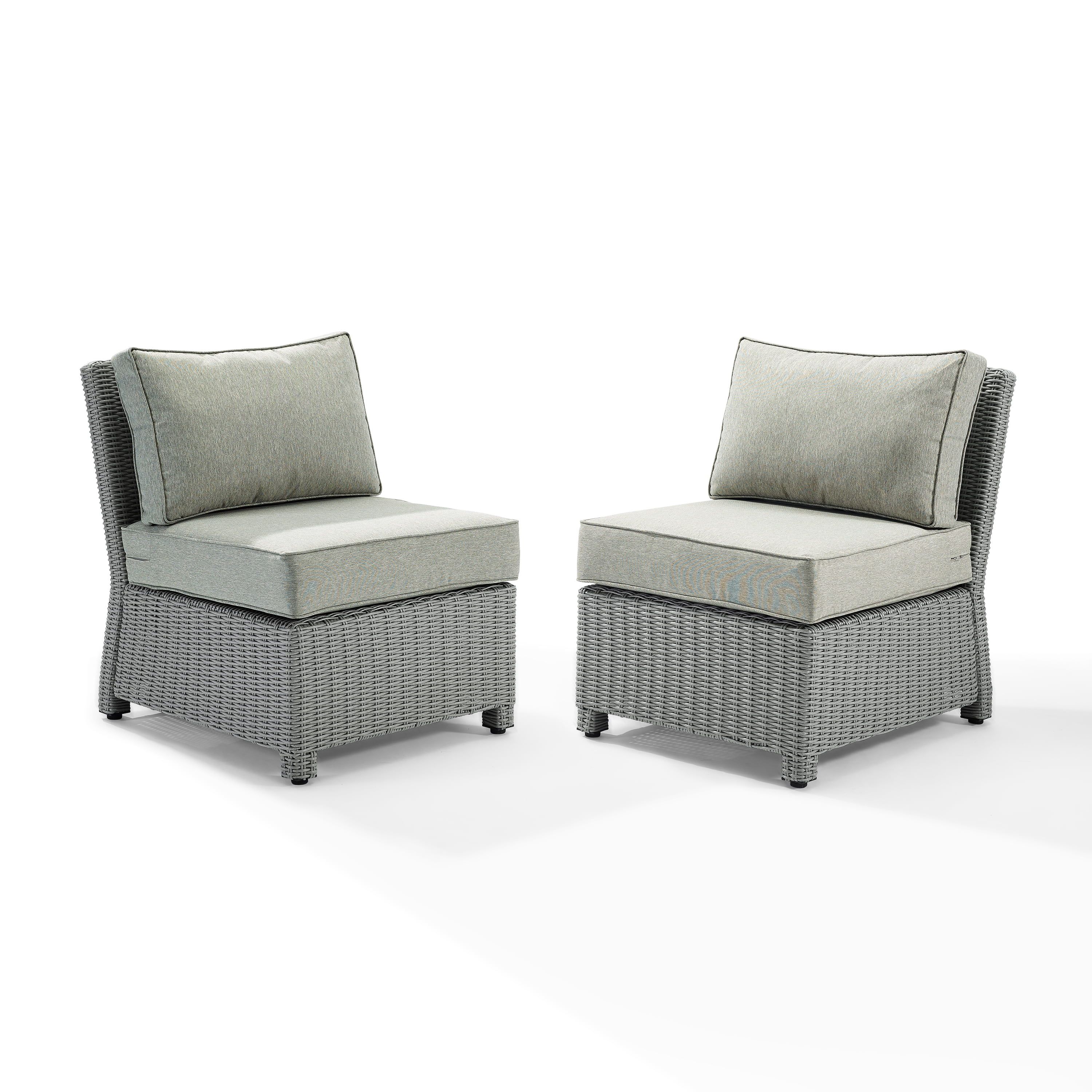 Bradenton Gray Wicker Outdoor Armless Chair Set with Cushions