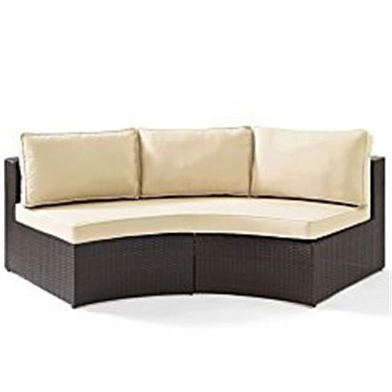 Catalina Wicker and Plastic 3-Seat Outdoor Sectional Sofa in Sand