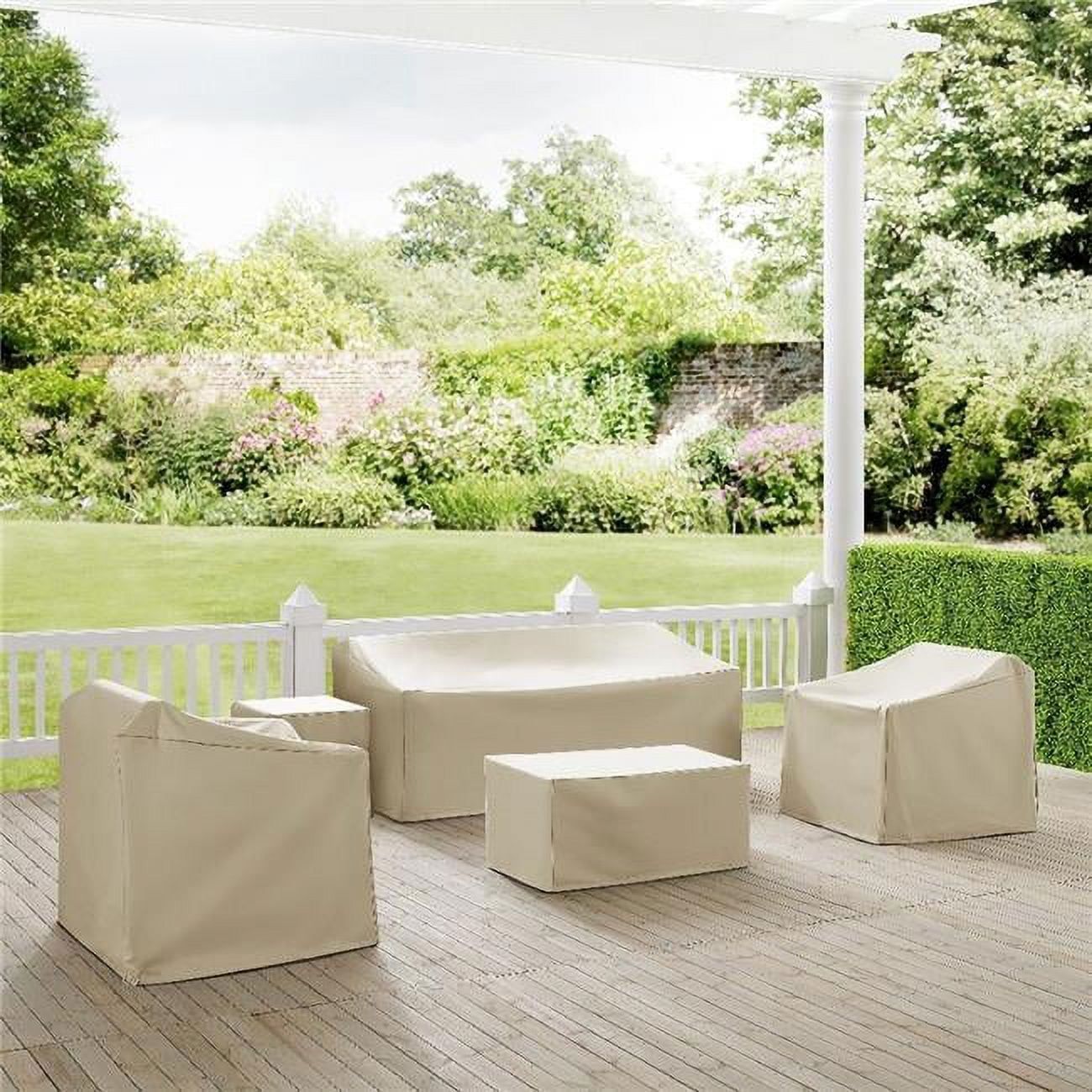 Tan Heavy-Gauge Vinyl 5-Piece Outdoor Furniture Cover Set