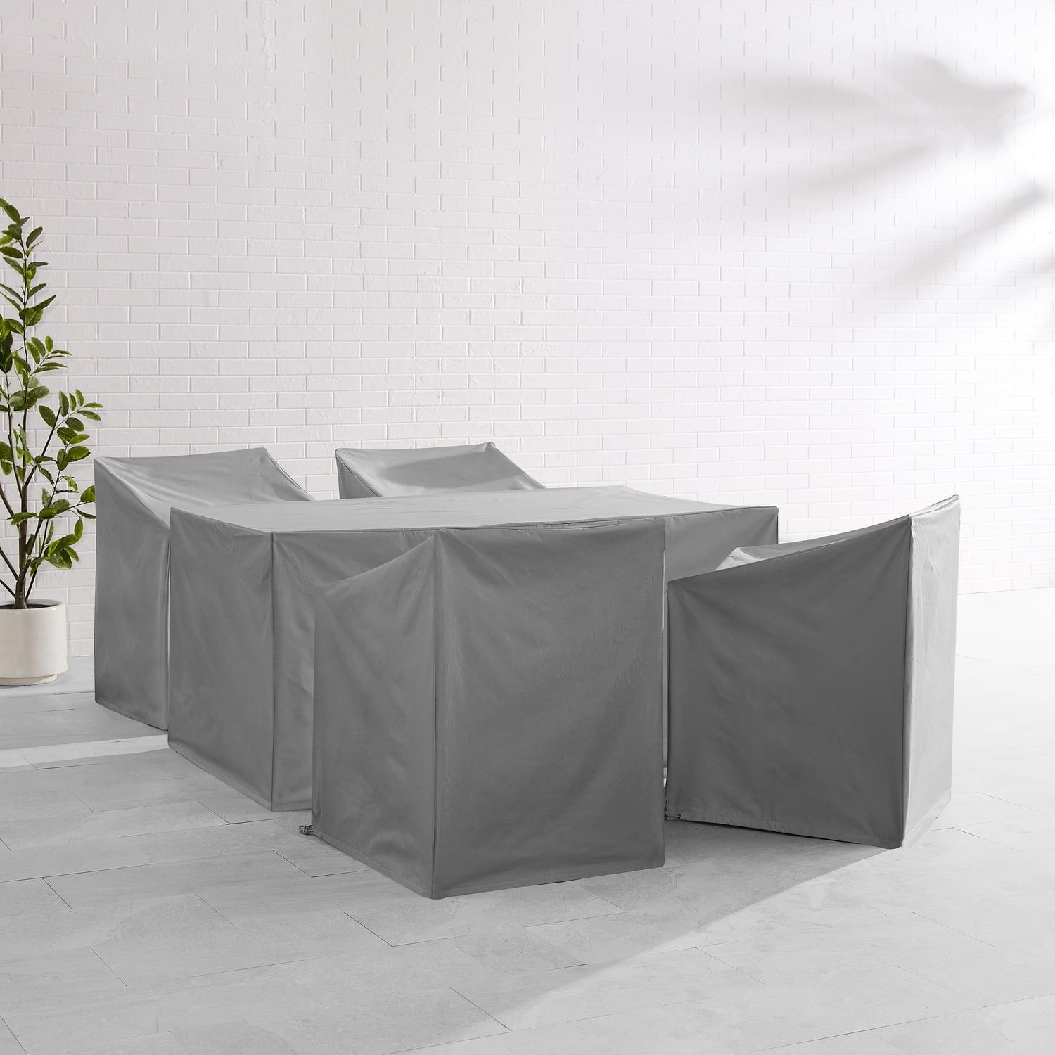 Gray Heavy-Duty Vinyl 5-Piece Outdoor Furniture Cover Set