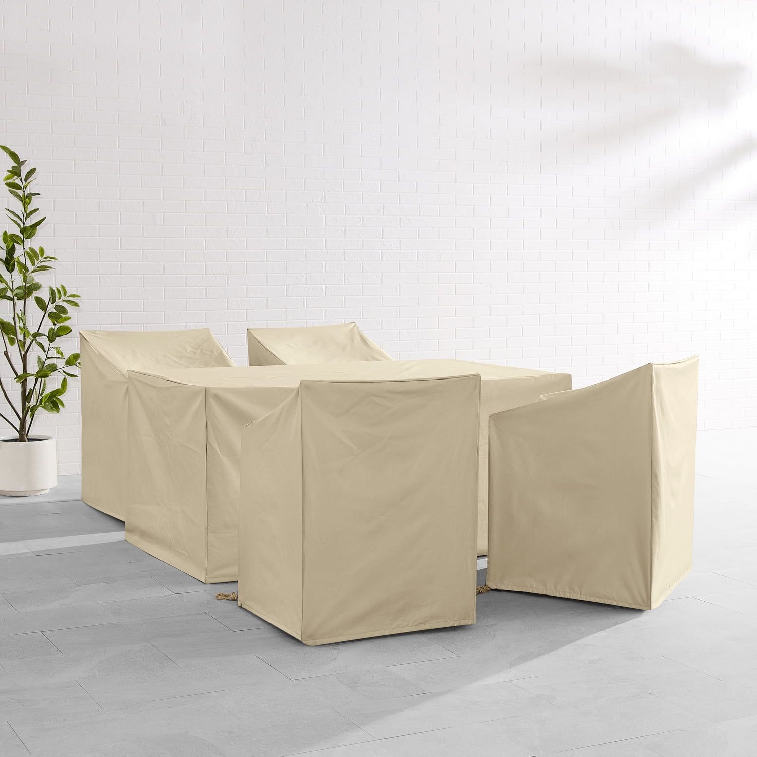 Tan Heavy-Duty Vinyl 5-Piece Outdoor Furniture Cover Set