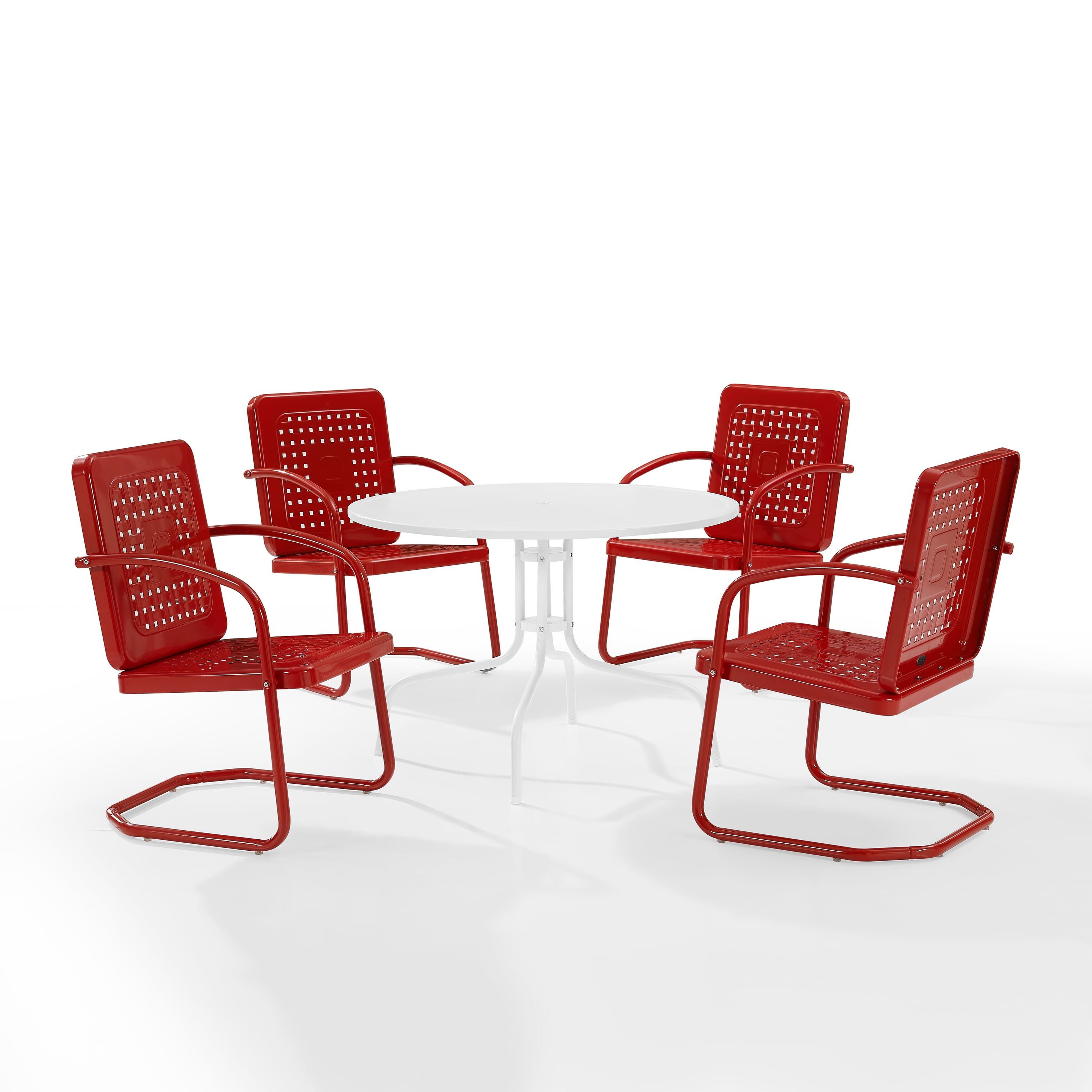 Ruby Red Steel 5-Piece Retro Outdoor Dining Set