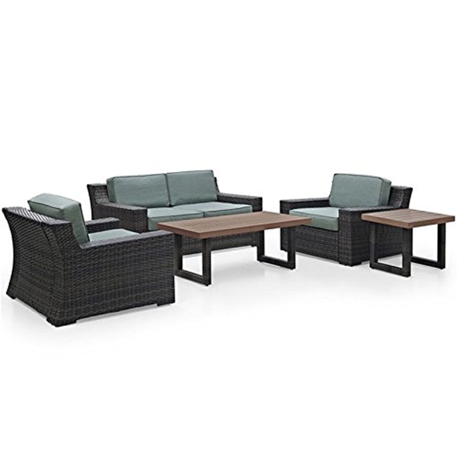 Beaufort 5-Piece Black Wicker Outdoor Patio Set with Mist Cushions